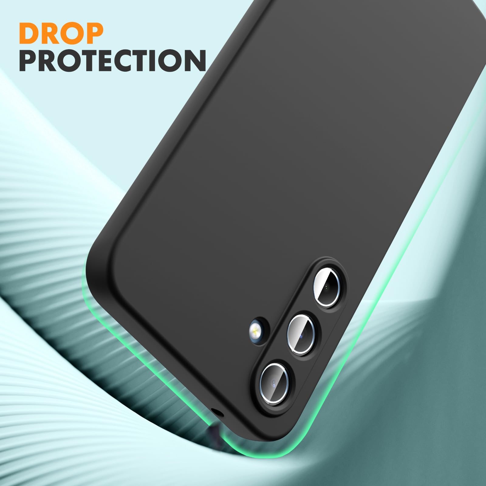 Vansdon Cover Compatibile con Samsung Galaxy A55 5G, 2 Pellicola Protettiva in Vetro Temperato, Gomma Gel di Silicone Liquida Antiurto Custodia - Nero