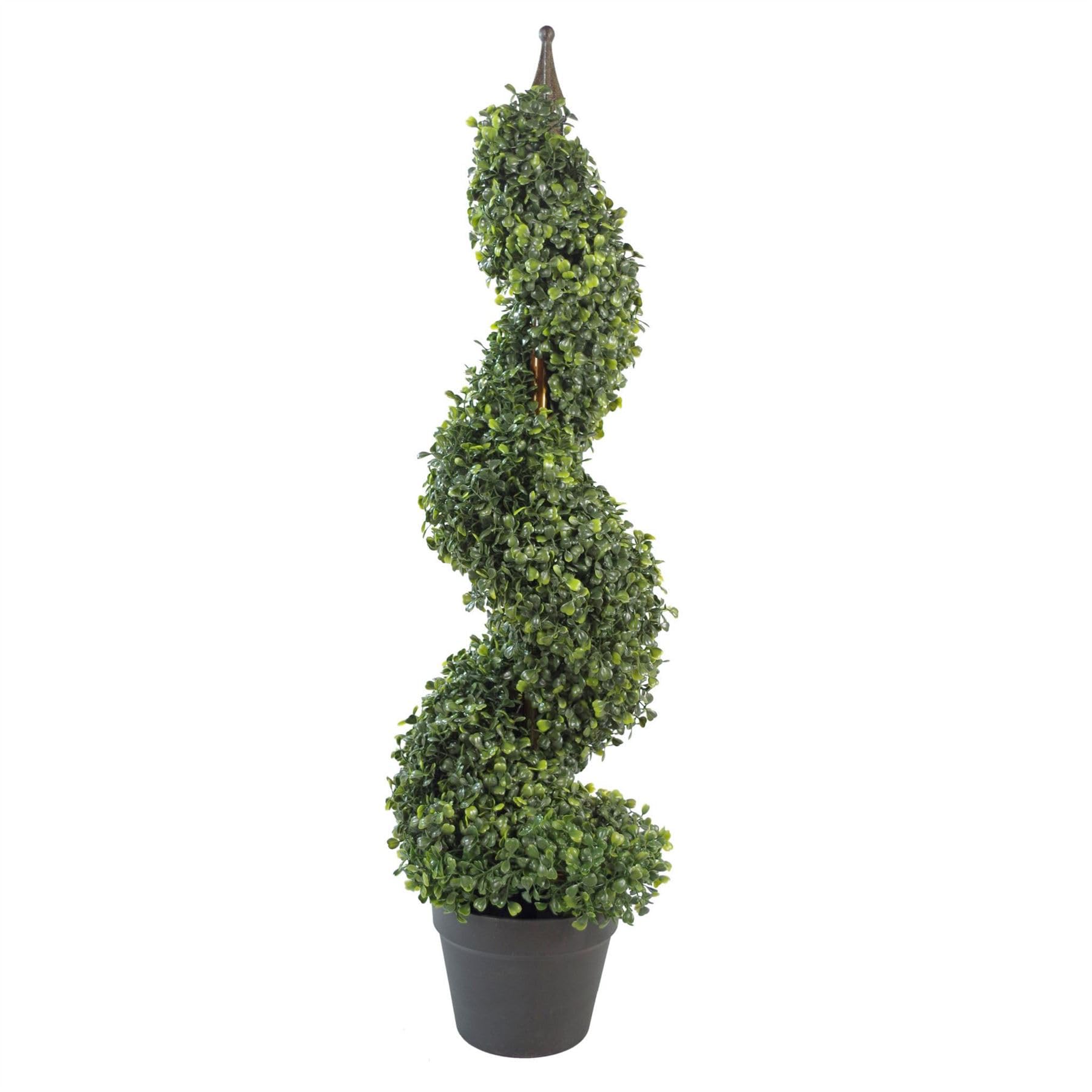 Artificial Boxwood Tower Tree - 90cm Tall Spiral Topiary Plant - Metal Frame - Green