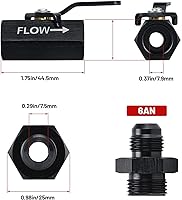 Vista 4 de Válvula de cierre de combustible en línea de aluminio 6AN, 6AN a 6AN Macho Flare Fitting, control de flujo 3/8 válvulas de corte de rosca macho