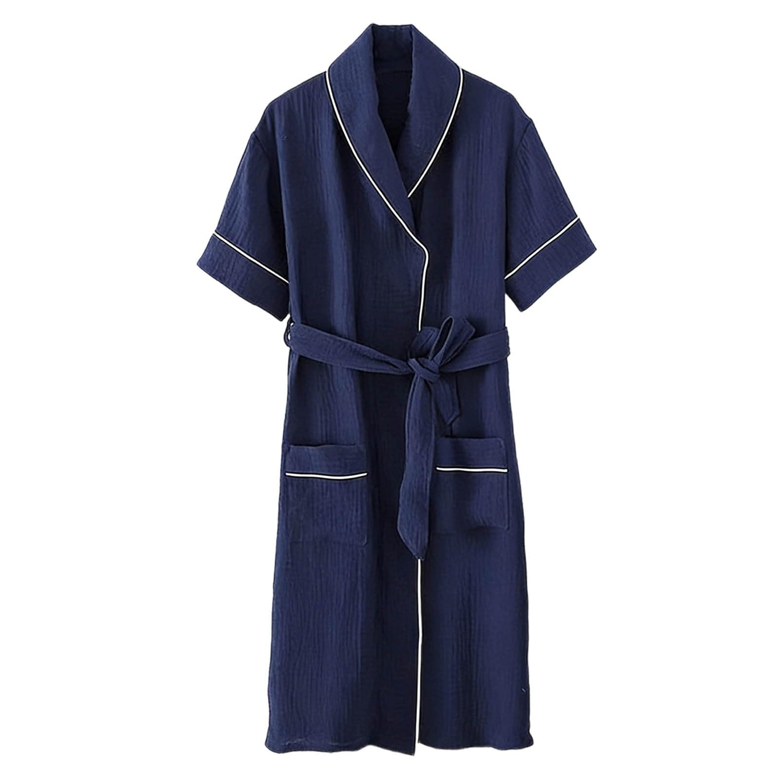 Albornoz ligero para hombre pijama de algodón transpirable contra la sudoración en verano 5