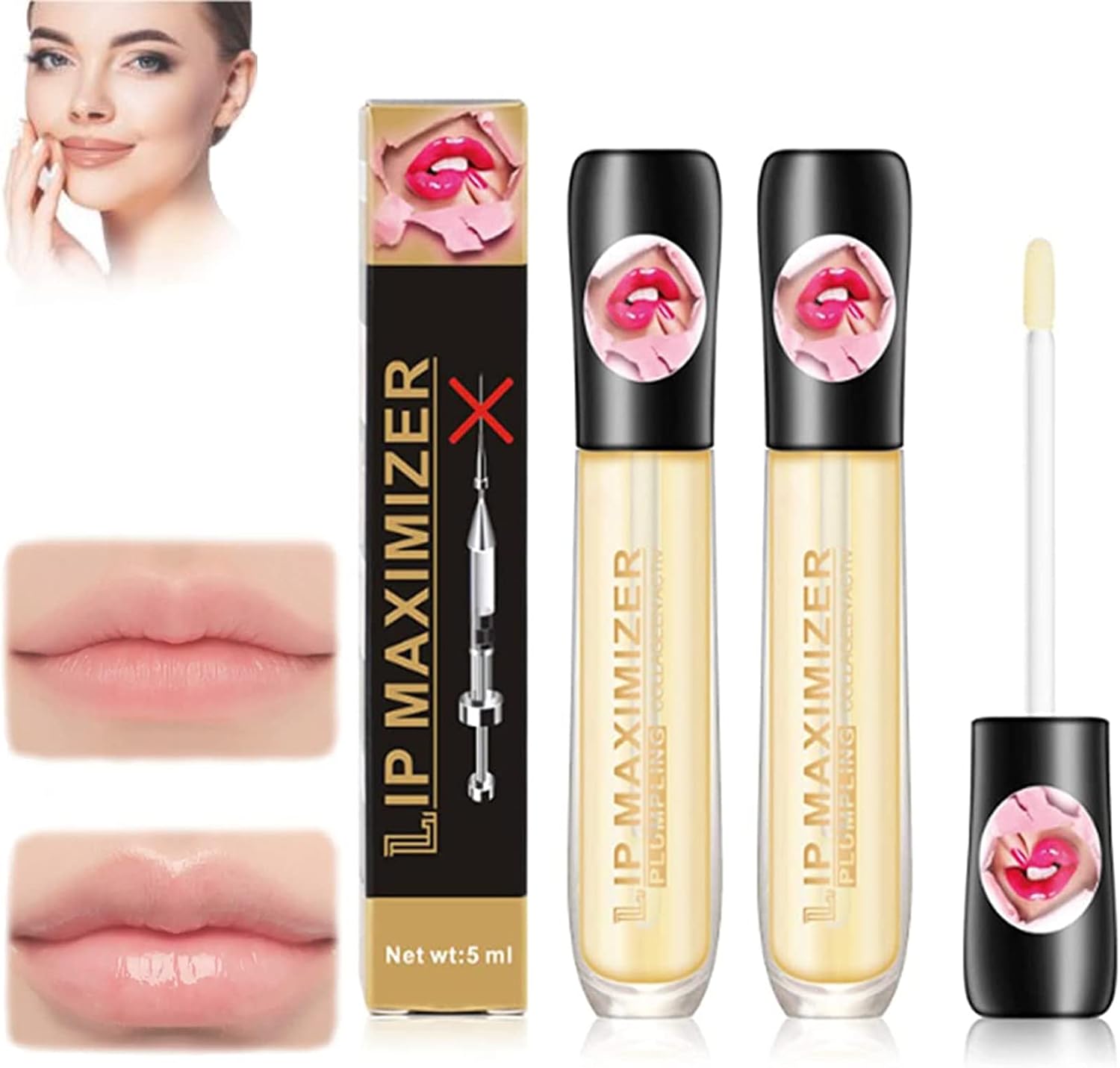 Cozzo Lip Plumper-Cozzo Vitamine E Lip Plumping Serum-Vrouwen Lip Plumper Vloeibare Lip Care Serum Sexy Lipgloss Lip Maximizer Vollere balsem Natuurlijke Lip Enhancer Lipstick tic Tool (2pcs)