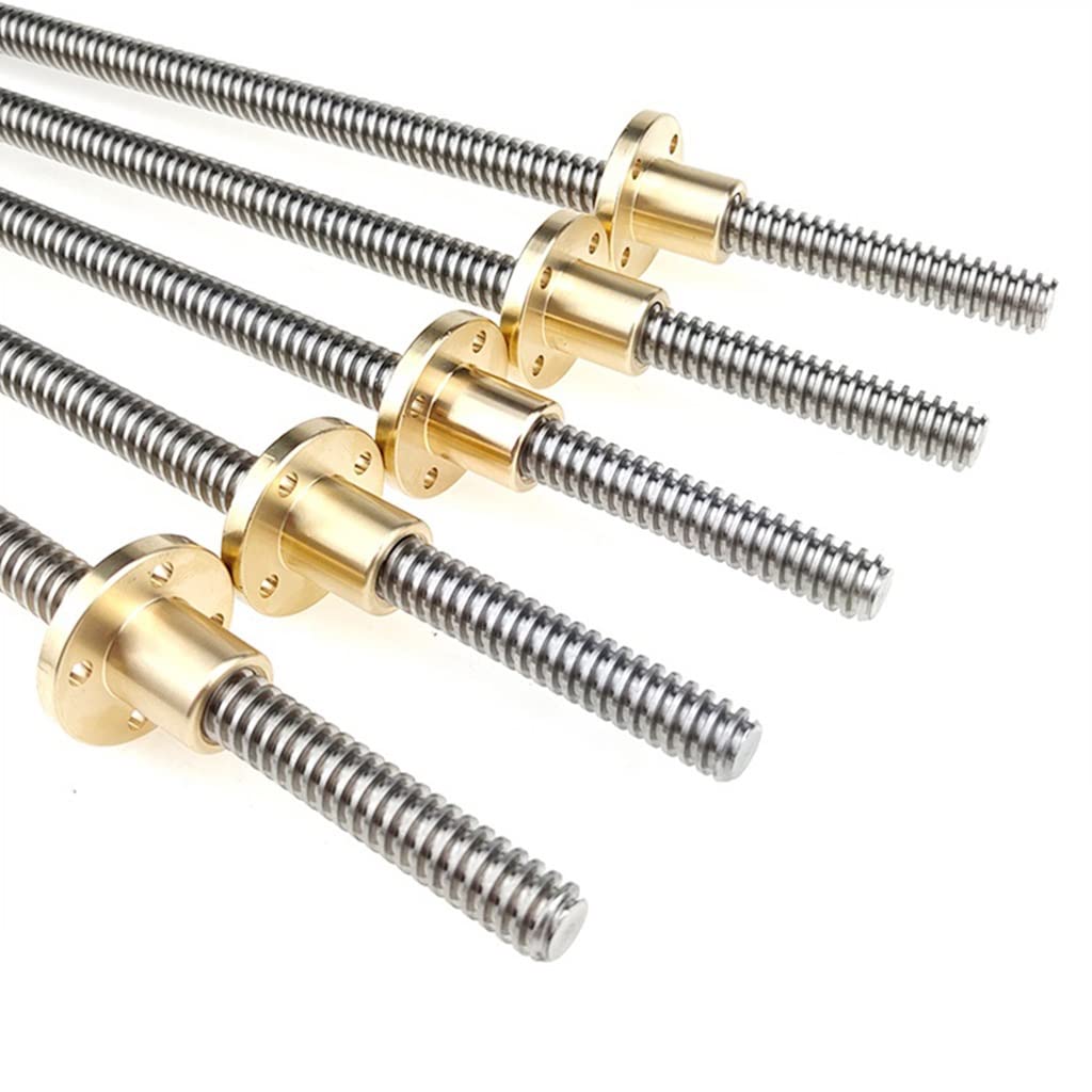 Varilla roscada T8 de 8 mm, tornillo de acero inoxidable 304 con paso de 2 mm y tuerca de latón(L=2mmx750mm)