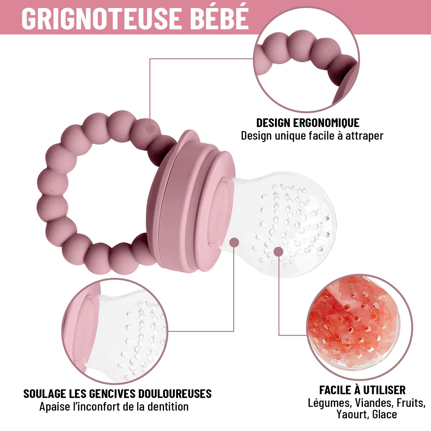 Cofanetto pasto in silicone per neonati (10 pezzi) – Piatto e ciotola antiscivolo con ventosa/posate (forchetta e cucchiaio) / tazza ermetica/bavaglino e sgranocchiatore – regalo nascita (rosa)