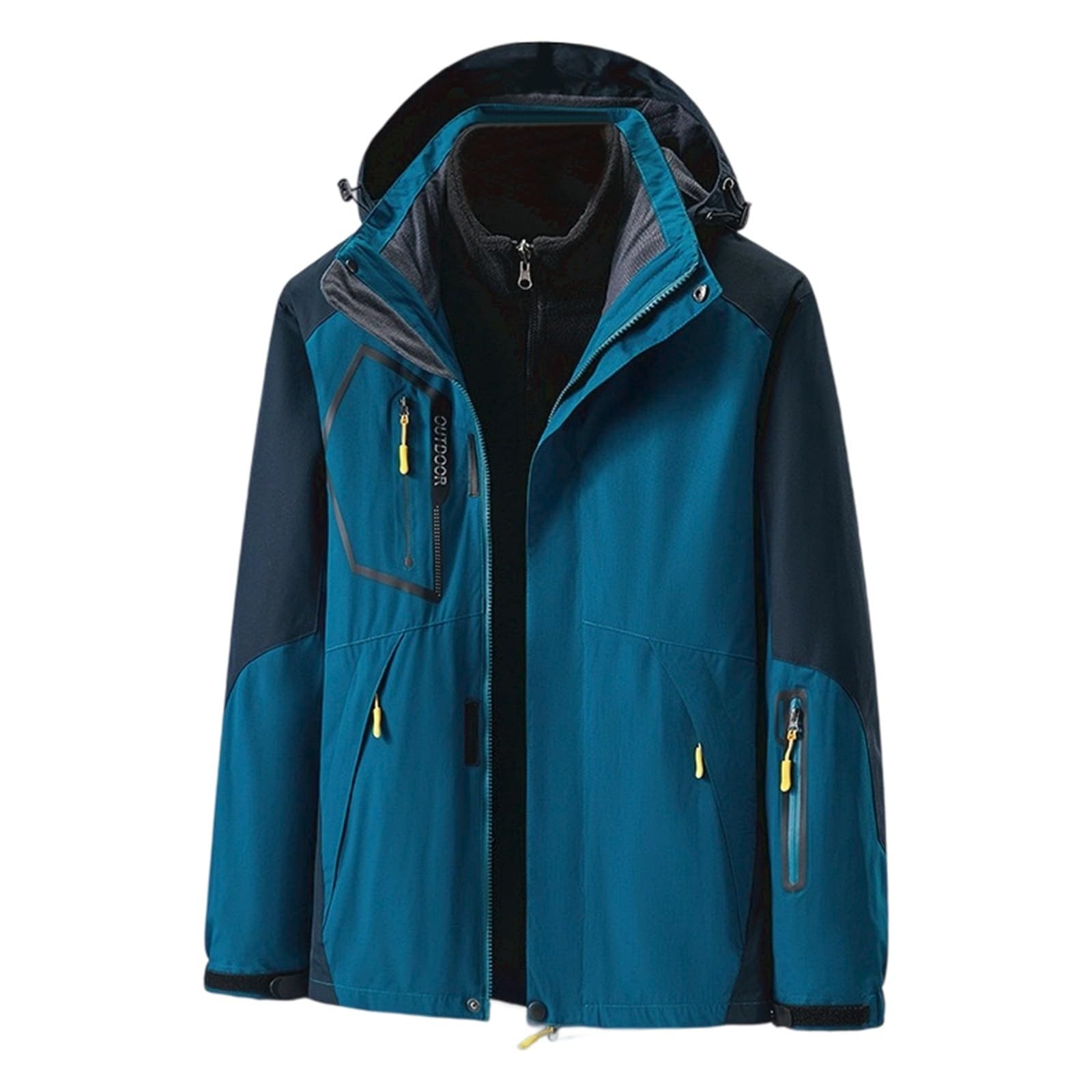 GenerischBonprix Outdoor Leisure Jackets for Women, Versatile Wind Jacket  with Removable Fleece Lining, Lightweight Long Sleeve Hooded Coat for All