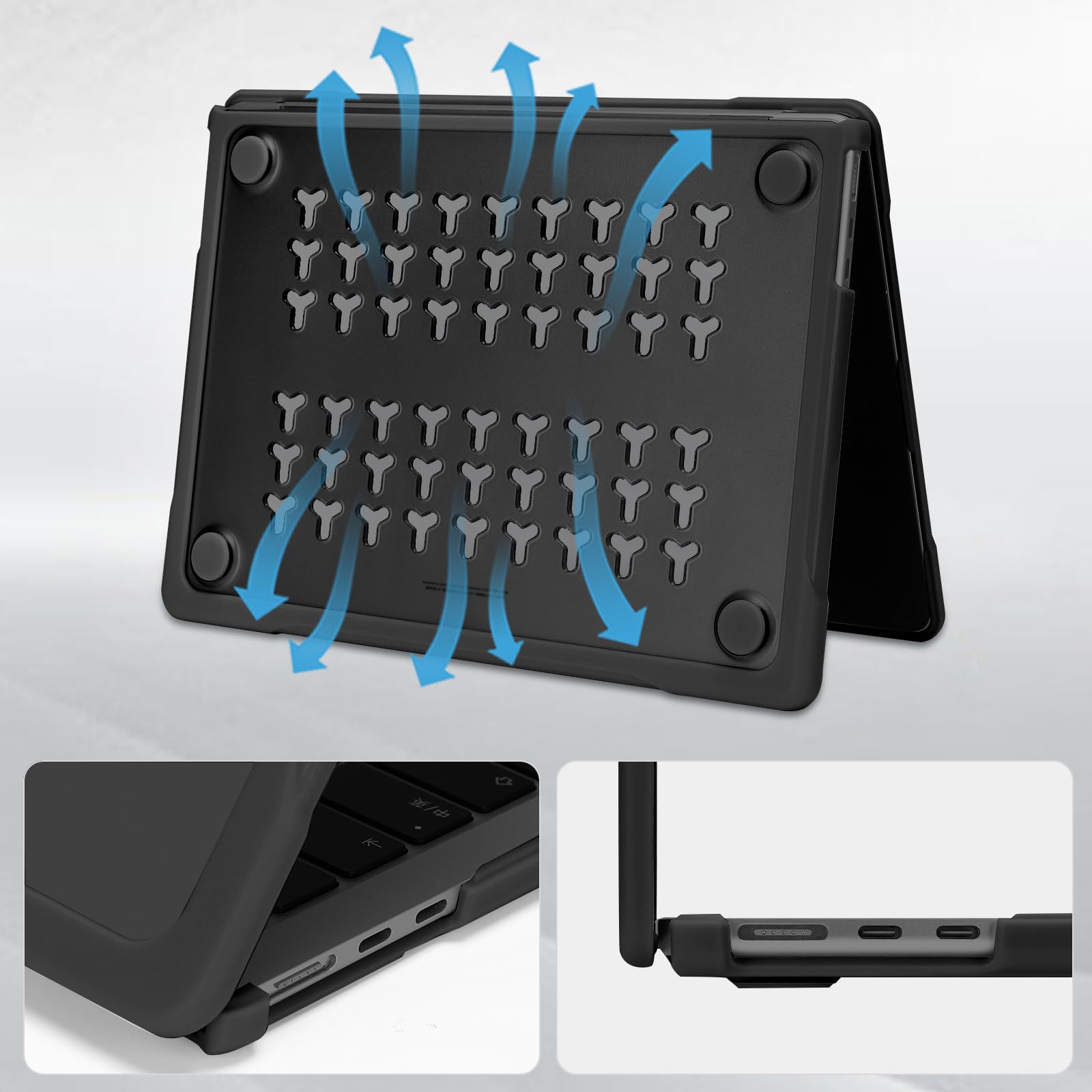 MOSISO Cover Compatibile con MacBook Air 13 Pollici M2 M3 M4 A3240 A3113 A2681 per Air 13,6 Pollici Custodia 2025 2024 2023 2022,Case Paraurti TPU Morbido Antigraffio&Copritastiera, Nero