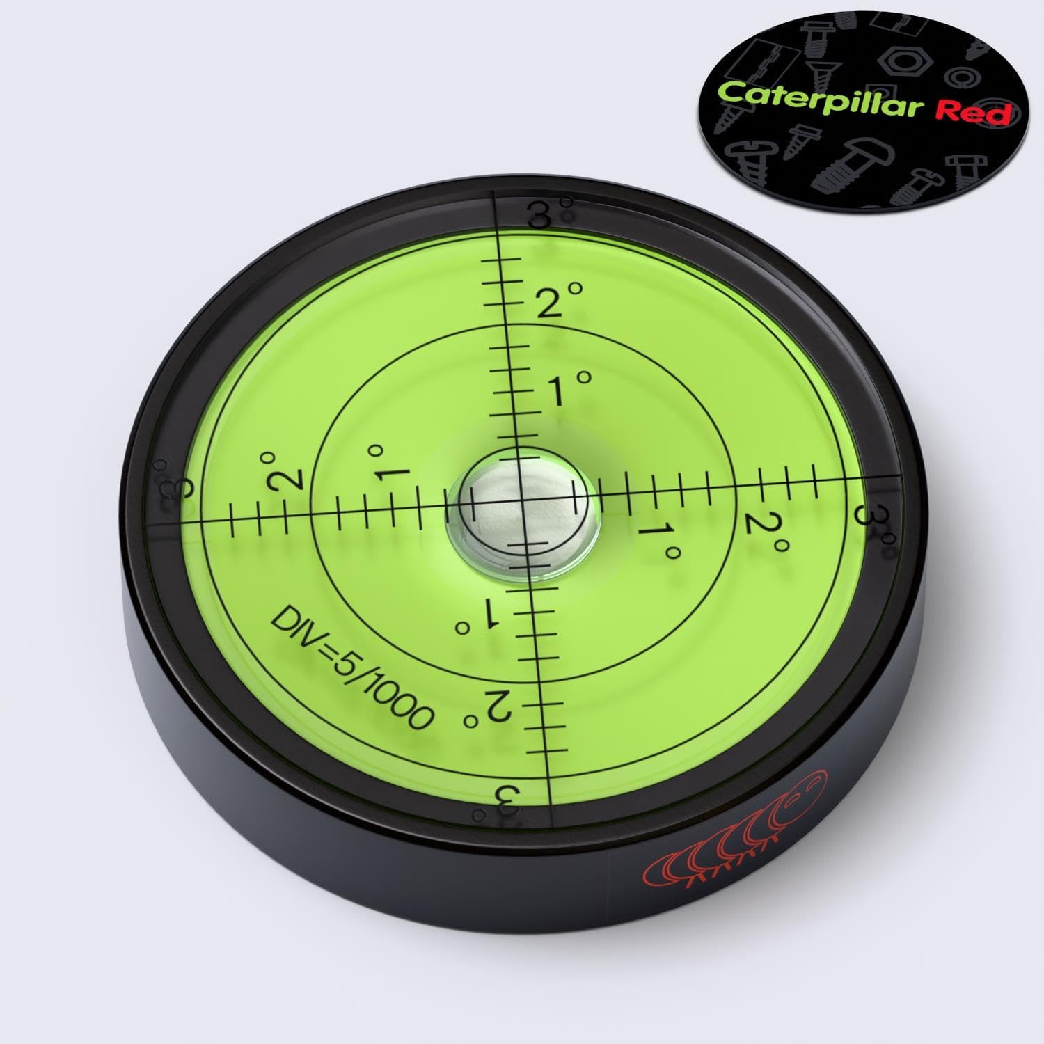 Magnetic Metal Large Spirit Bubble Level 60mm Diameter, (2 23/64 in), Surface Level - Metal Housing, Bulls Eye Bullseye, Green/Black