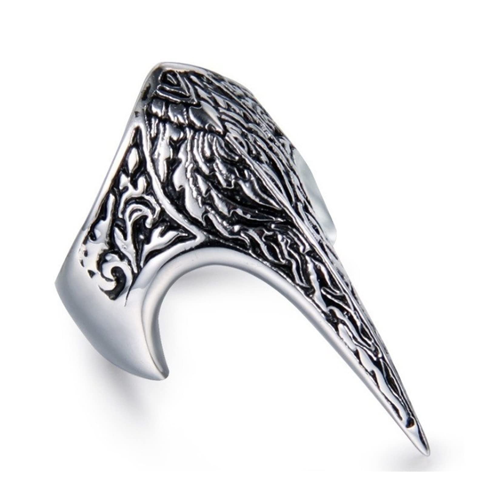 BatustouPunk Ring for Men Women Stainless Steel Eagle Beak Alien Thumb Ring Silver Cool Gothic Hiphop Jewelry for Party Halloween Cosplay Costume