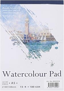 Watercolor Paper Pad, A4/A5 Artist Sketch Book 15 Sheets Watercolor Paper Notepad For Painting Drawing Watercolor Painting Art Notebook Pad for Wet And Mixed Media[A5]Watercolour Paper