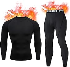 Men's Cold Thermal Underwear Set Breathable Long Sleeve T-Shirt and Winter Pants for Skiing Moto Trekking