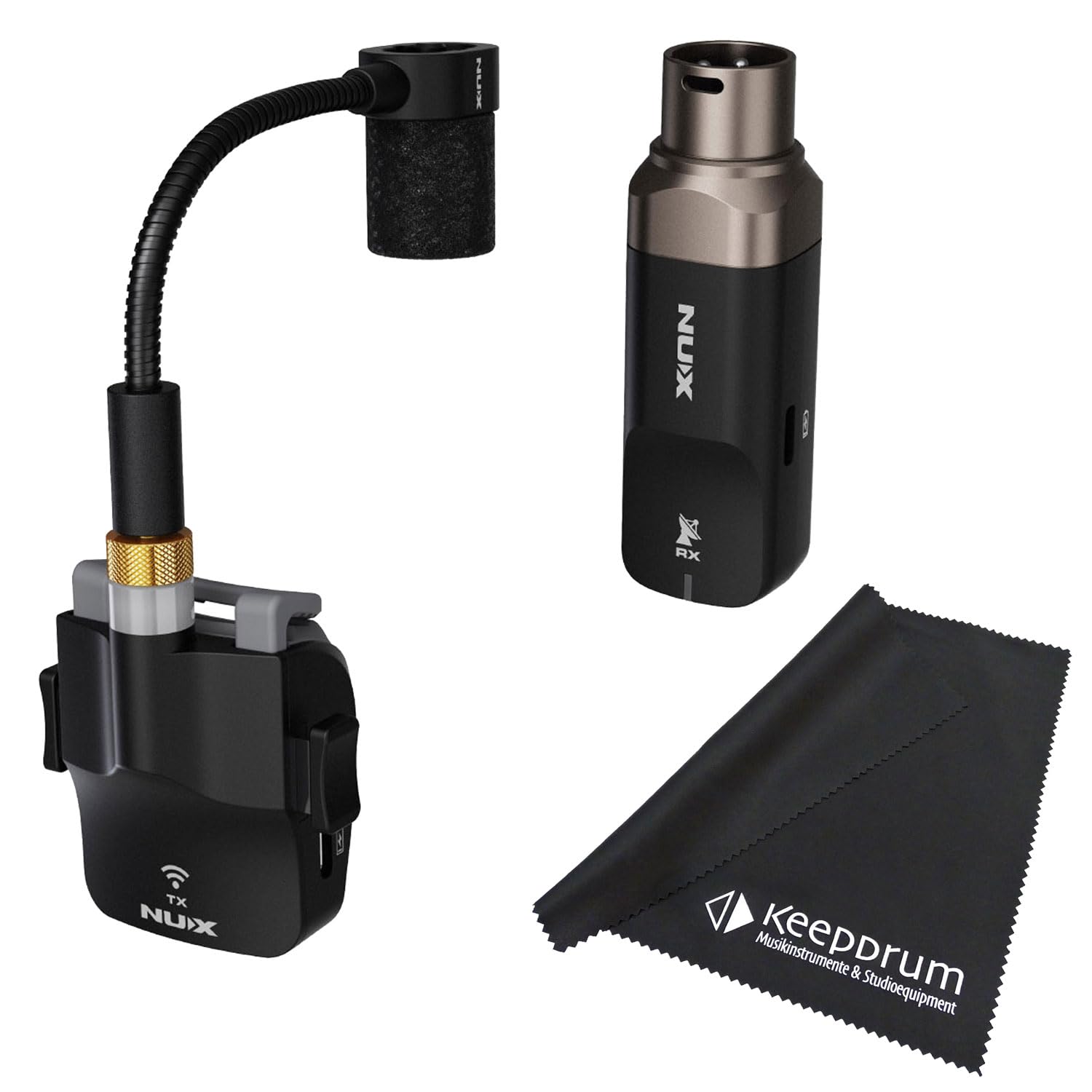 Nux B6 - microfono wireless per sassofono senza fili + panno per pulizia Keepdrum