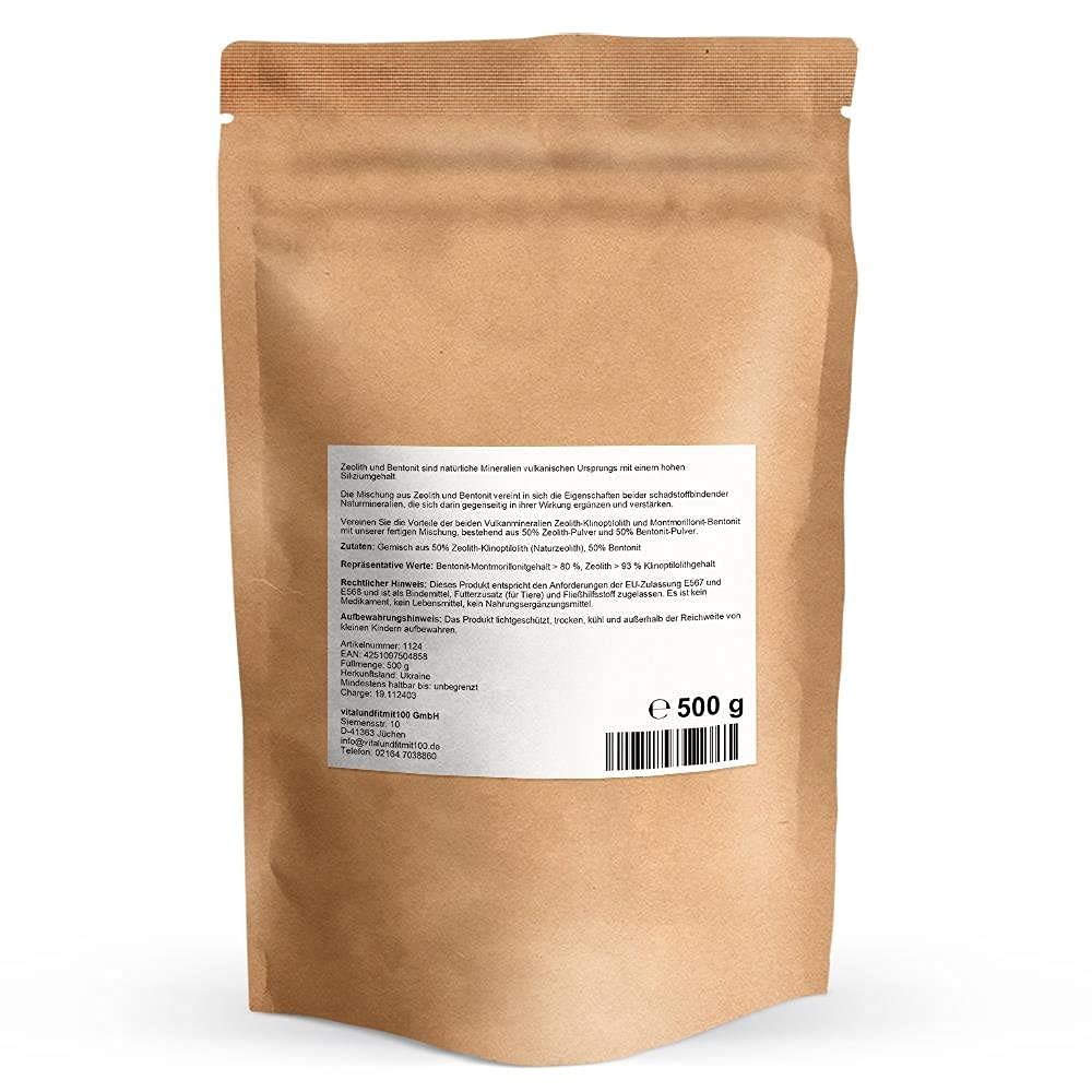 PREISKNALLER: 1 kg (2 x 500 g) Zeolith-Bentonit Mischung (50% Naturzeolith, 50% Bentonit) - ohne den Einsatz von künstlichen Chemikalien und Zusatzstoffen