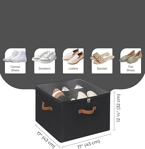 Miniatura 2 de StorageWorks Organizador de zapatos para armario, contenedores de almacenamiento de zapatos de tela con cubierta transparente, divisores ajustables