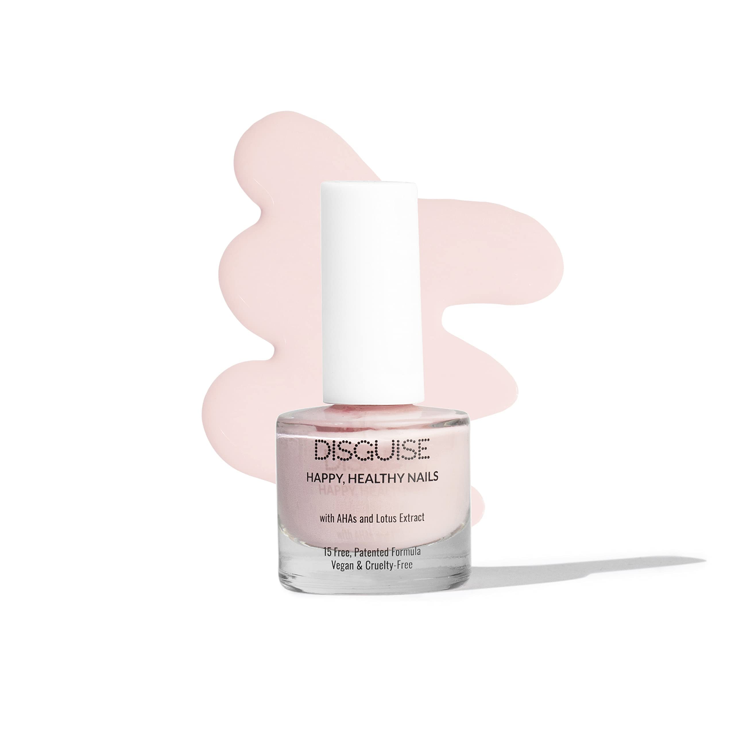 Disguise Cosmetics Nail Polish with Lotus Extract | Glossy Finish Enamel Color | 100% Vegan, Cruelty-Free Gel Based Nail Paint | Quick-drying, Chip resistant, Long Lasting | Marshmallow Pink 115-9ml