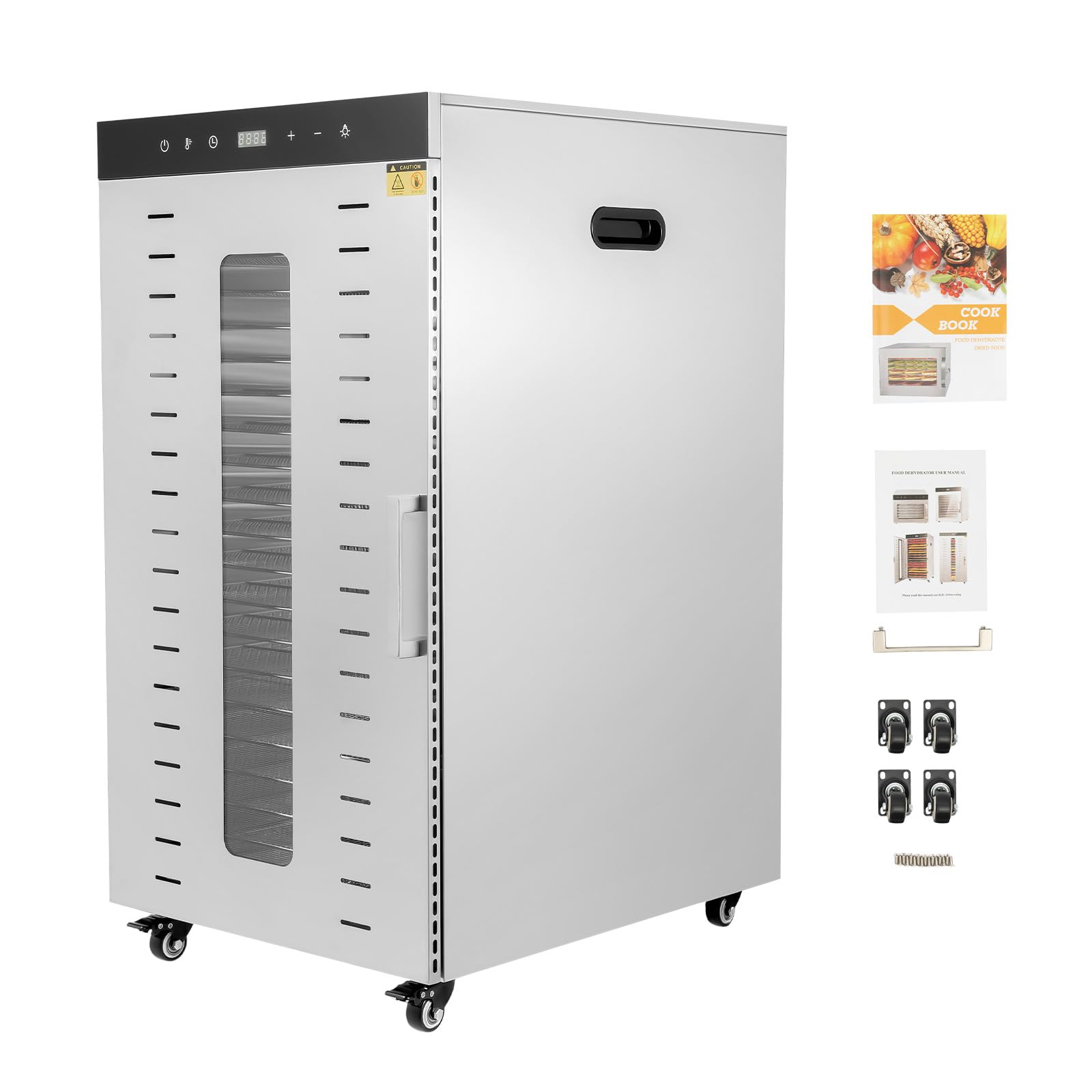 Commercial Food Dehydrator with 20 Stainless Steel Trays, 1700W High-Efficiency Dryer for Meat, Fruit, Herbs, Yogurt, Adjustable Timer and Temperature Control, Low Noise, 24H Timer