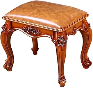 Exquisito Taburete de tocador con Patas de Cisne, Elegante Banco de Maquillaje, Silla de tocador con cojín de Tela Suave, Estilo Europeo Pintado a Mano.