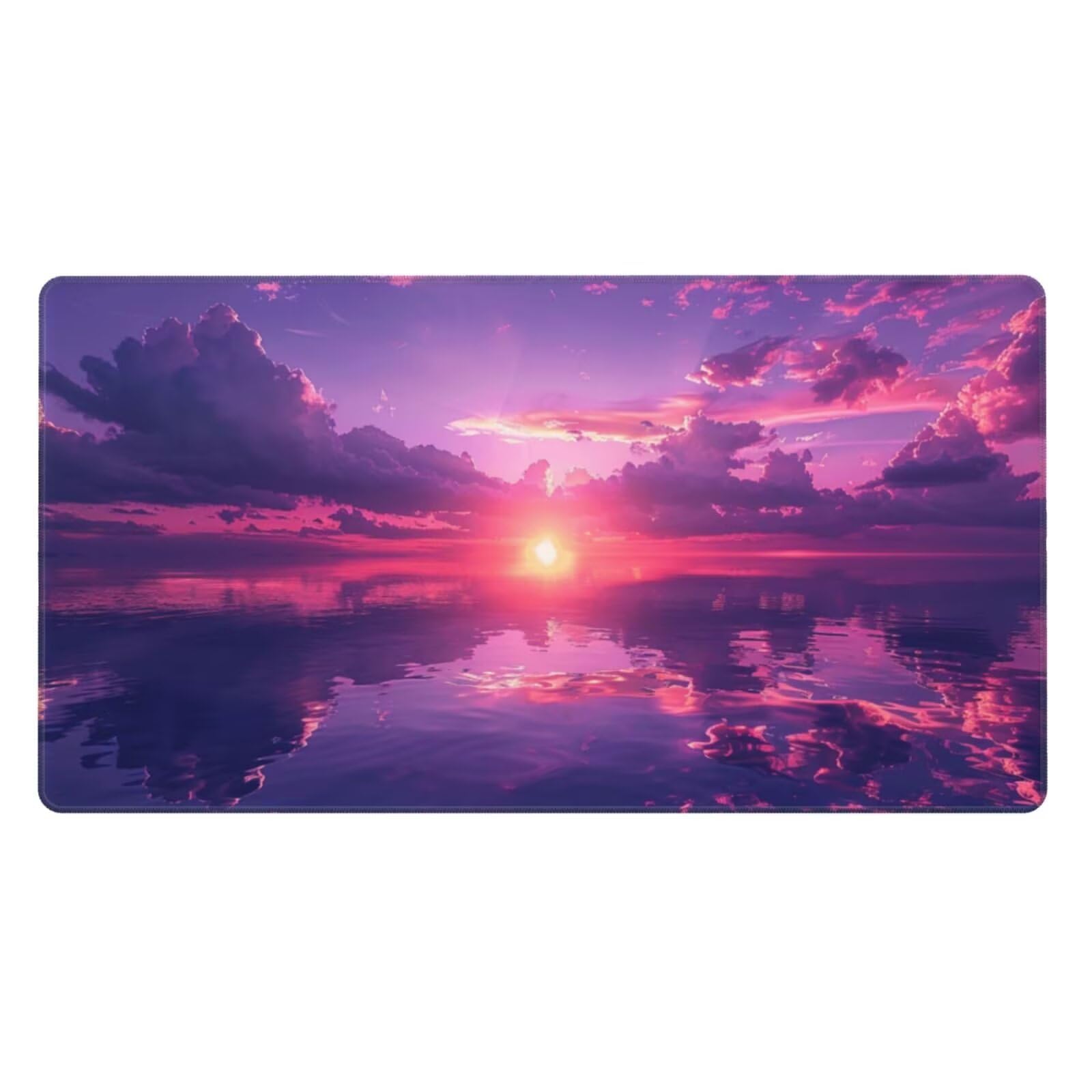 Alfombrilla de Ratón Gaming Grande XXL 1400x600x4mm con Bordes Cosidos, Tela de Micro Tejido, Base de Goma Antideslizante y Mouse Pad, para Teclado Jugadores Escritorio, PC, Oficina Noche Morada Y6974