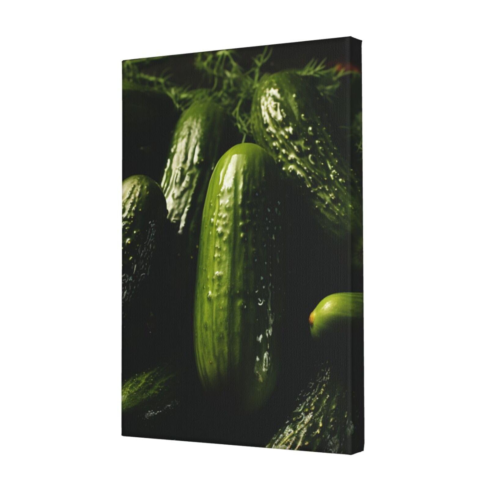 FodPand Pickle Canvas Wall Art for Living Room Wall Decor 12"x18" Modern Artwork Painting Pictures Hanging Canvas Prints Aesthetic Wall Art for Bedroom Bathroom Office Wallart Decor