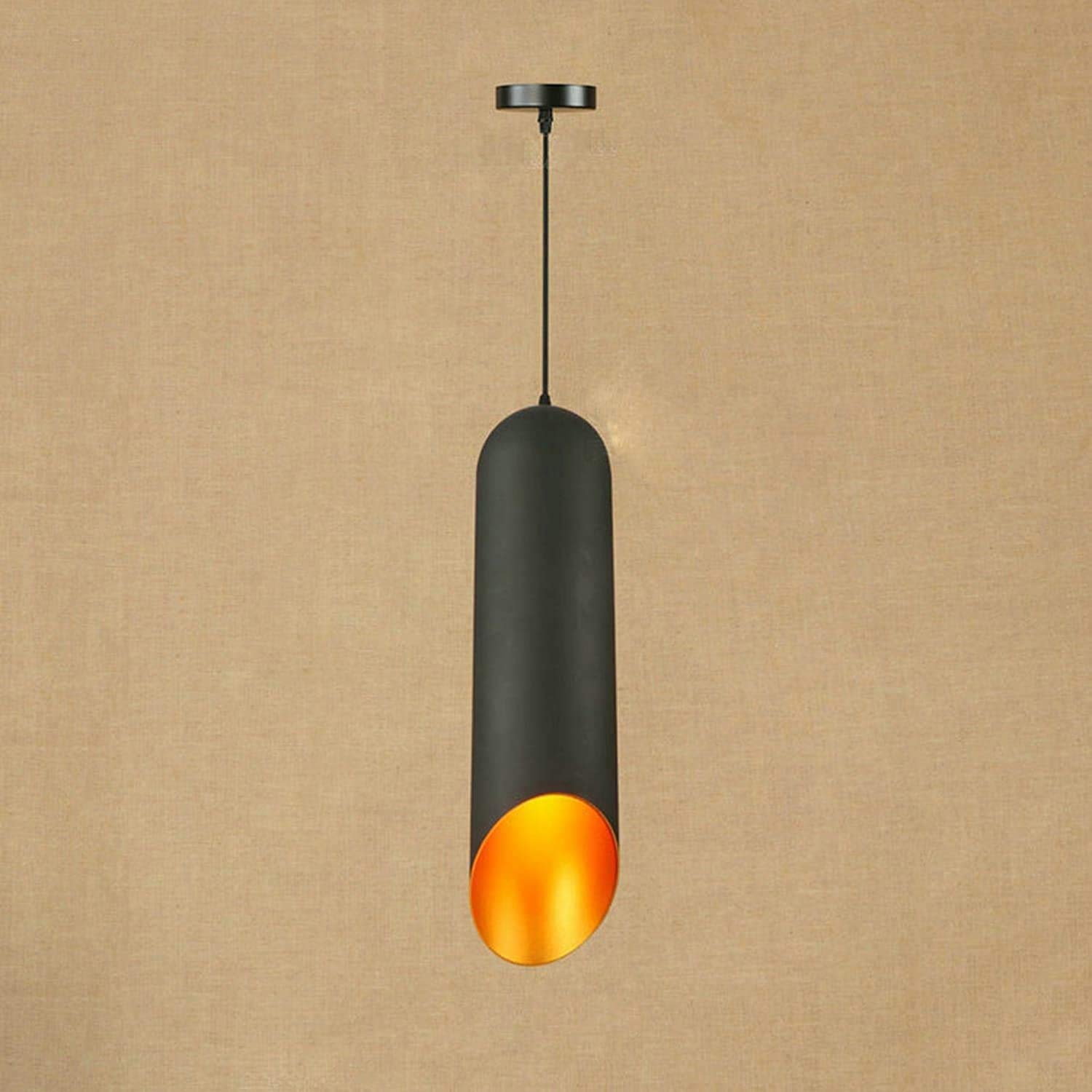 Lámpara colgante cilíndrica negra con acabado premium para decoración de interiores