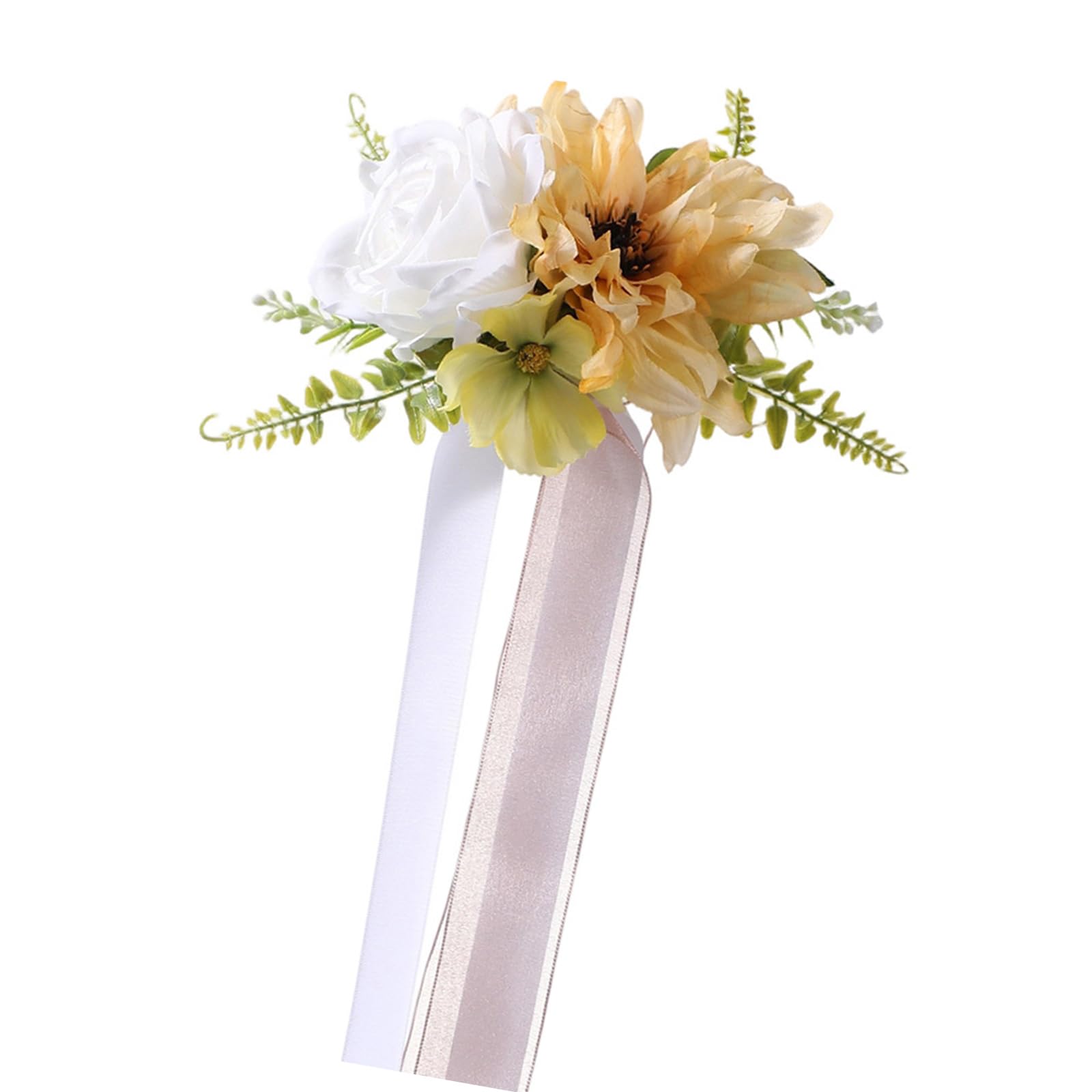 Msioytog Realistic Fabric Bridal Chair Back Bouquet for Ceremony Decoration and Vehicle Flower Arrangements Bridal Party Flowers