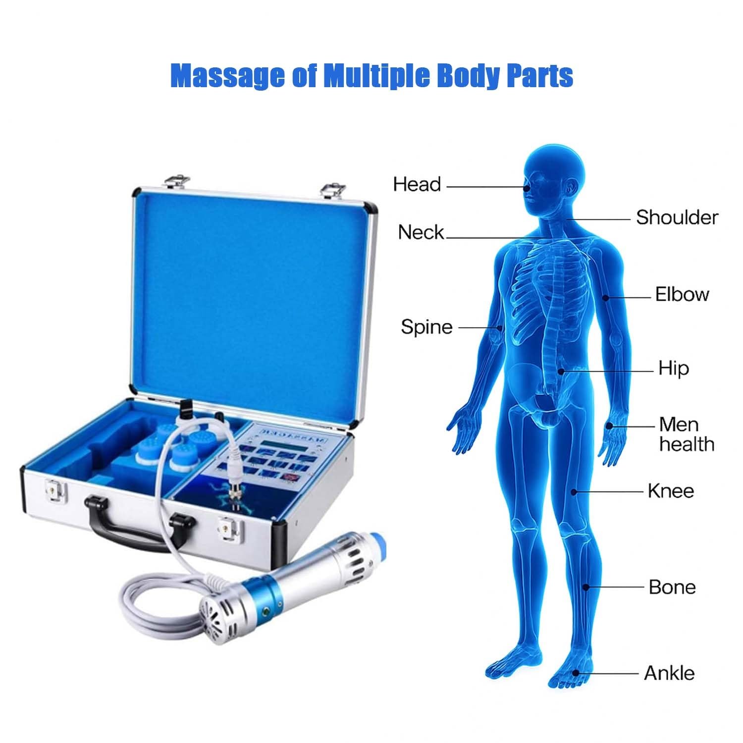 Equipo portátil de terapia de ondas de choque, masajeador para fisioterapia, recuperación muscular, tratamiento de disfunción eréctil, 16 niveles y 7 cabezales, uso clínico y hogar