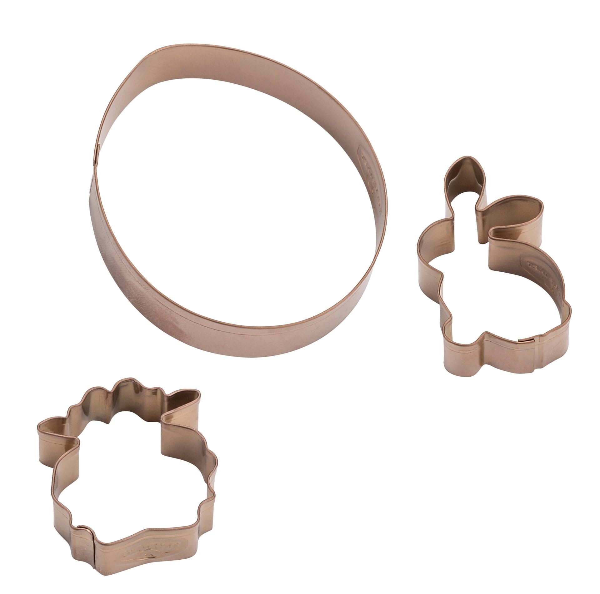 Dr. Oetker Linzer Cookie Cutter Set - Easter Egg, Rabbit, Sheep, 3-Piece Set, Stainless Steel, Vintage Easter Manufacture, Designed In Germany