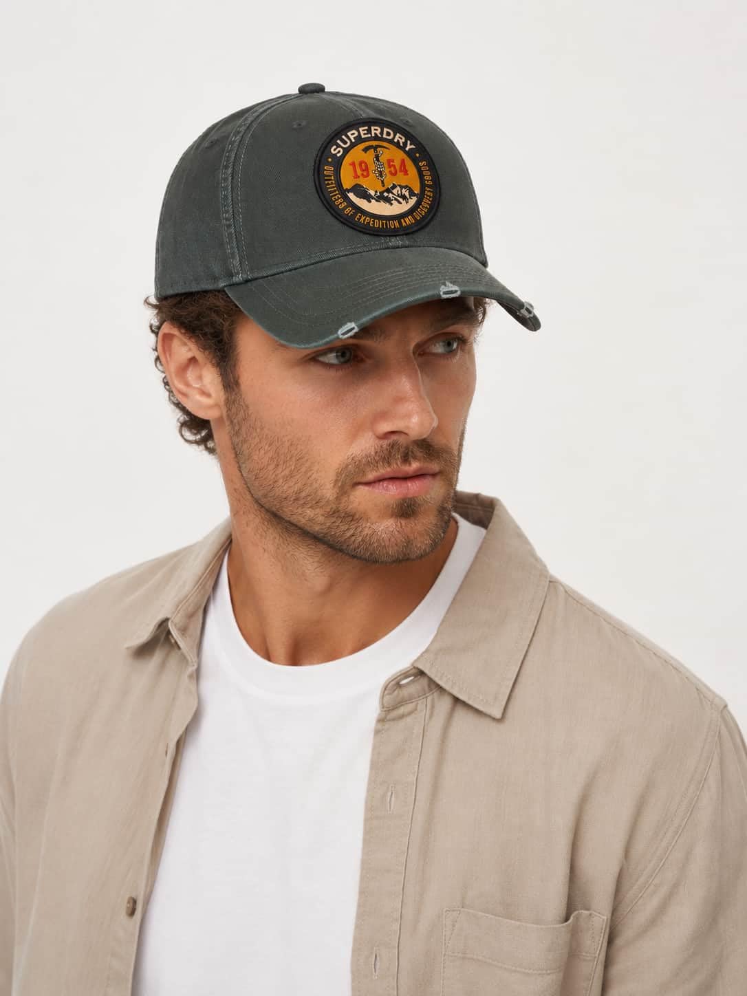 Superdry Cappello da baseball regolabile da uomo con grafica da camionista lavato verde