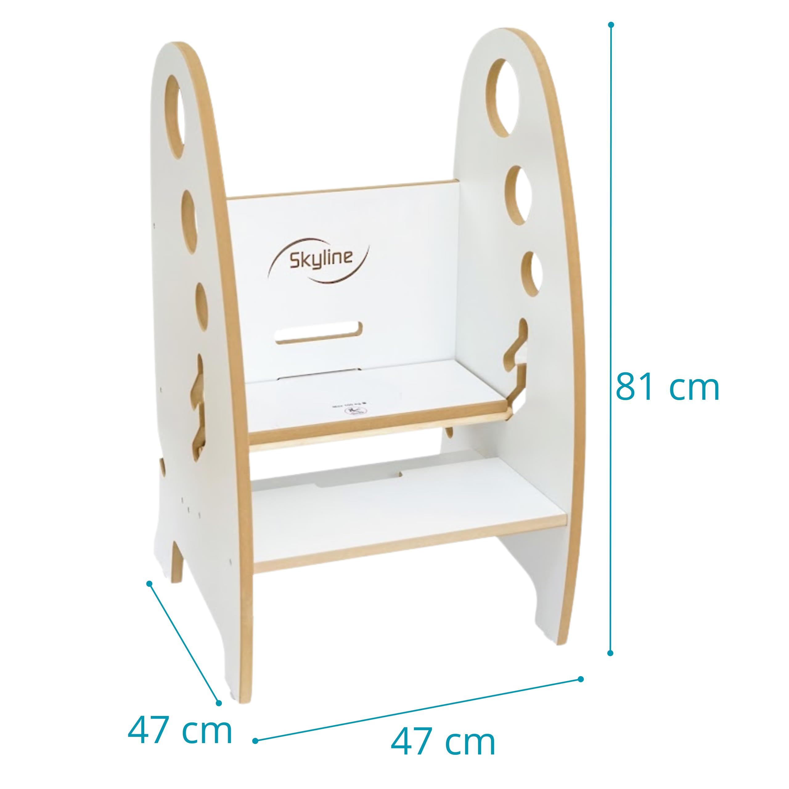 Skyline 3-in-1 wachsender Tritthocker Kleinkind Turm Helfer, Holz Kleinkind Stehhocker für Badezimmer oder Küche, Anti-Rutsch-Füße, Tragfähigkeit bis zu 100 kg (Weiß)