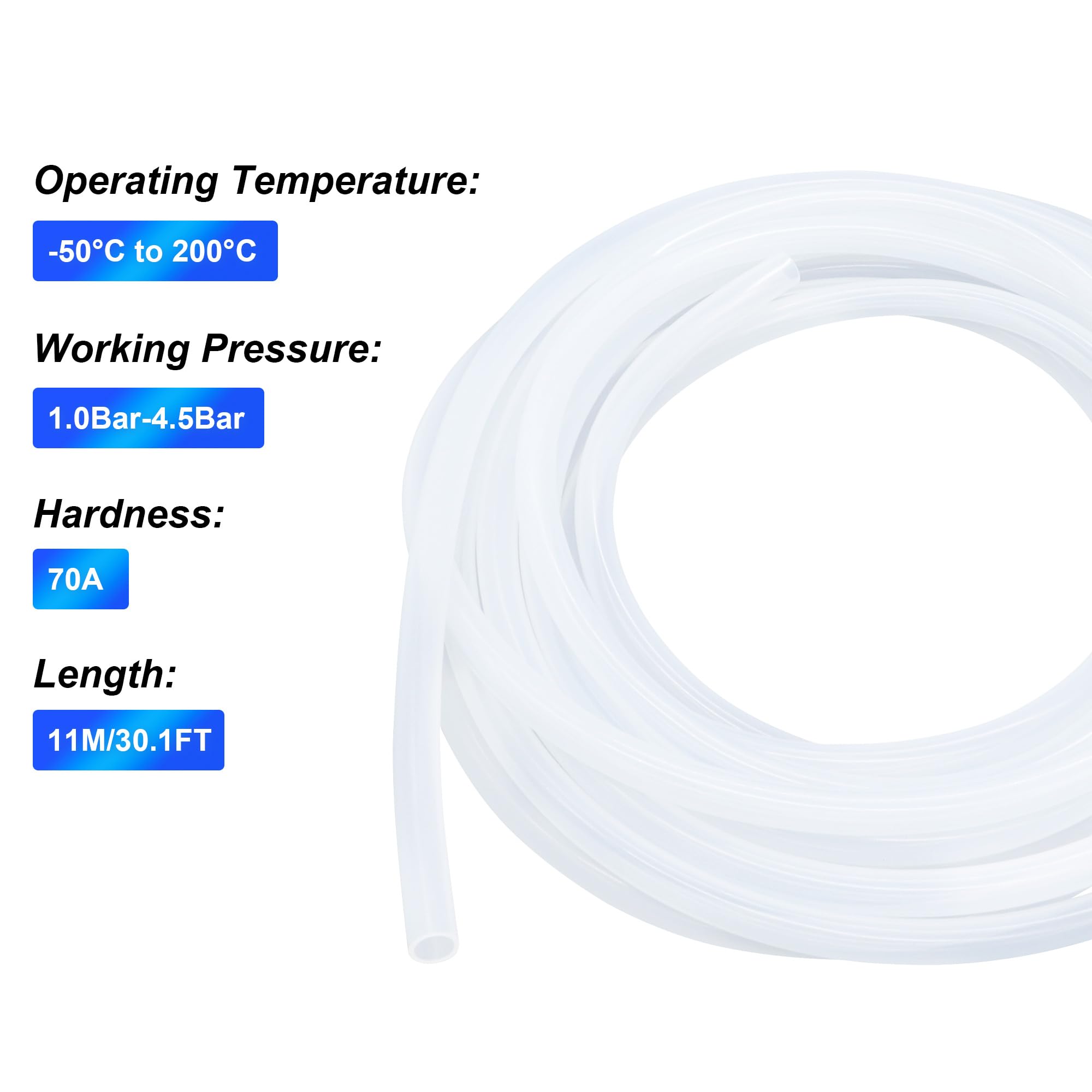 Tubo de silicona transparente de grado alimenticio, tamaño 12 mm x 16 mm, longitud 11 m, grosor 2 mm, manguera de goma flexible para tuberías de aire/agua
