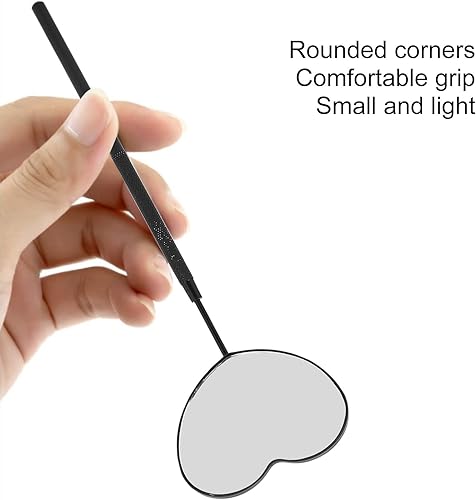 Miniatura 3 de Espejo de pestañas, espejo de pestañas desmontable en forma de corazón con mango moleteado, espejo de mano con diseño de ángulo de 45°, para