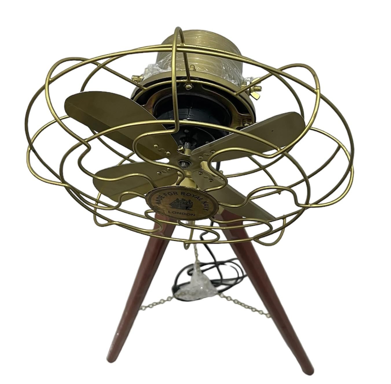 Nautica Home Fan Nautical Brass Golden Finish Floor Fan Adjustable