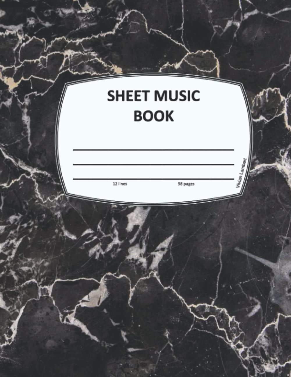 Sheet Music Book, 12 lines, 98 pages. Music manuscript paper. Blank sheet music book.