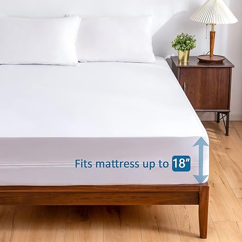 Miniatura 7 de UDEAL Funda protectora de colchón impermeable tamaño King con cremallera para cama, transpirable, silenciosa, lavable, se adapta a colchones de