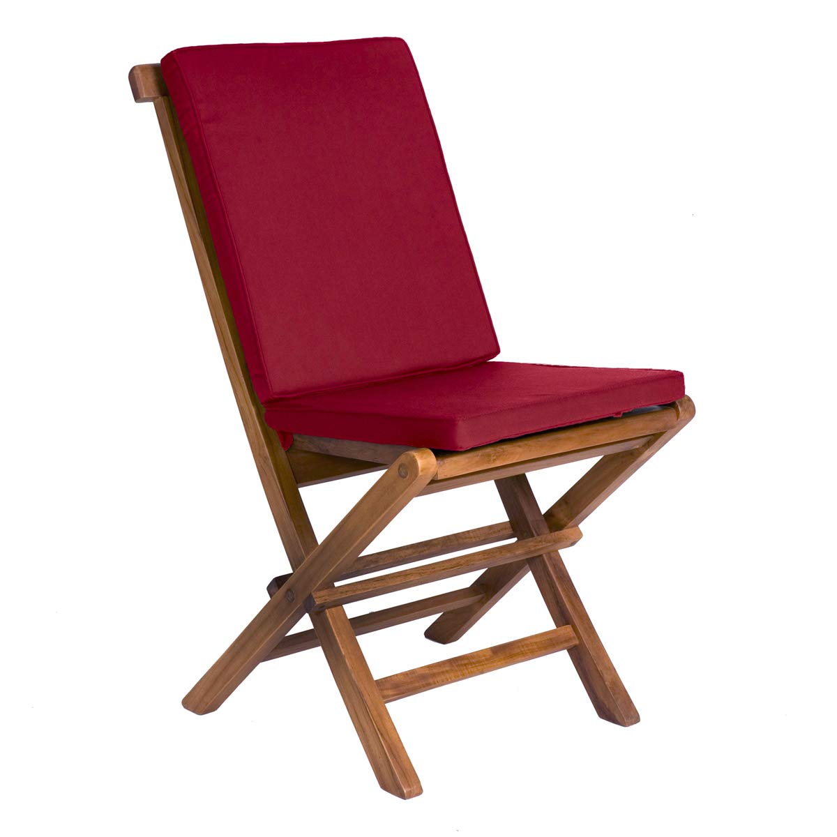 Folding Chair Set With Red Cushions
