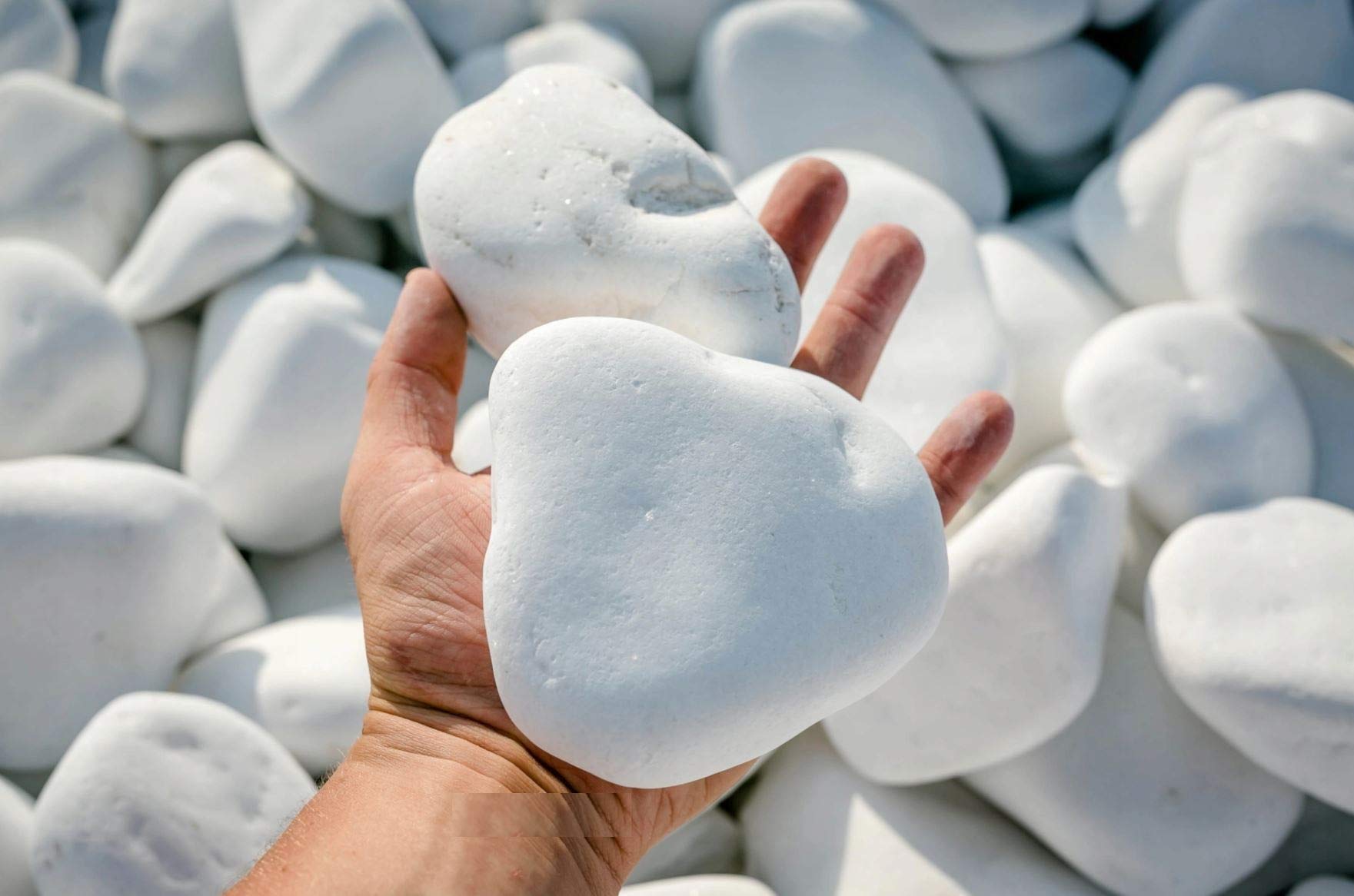 B2C Decorative MARBLE EXTRA SNOW WHITE Stones/Pebbles *** HOME & GARDEN *** AQUARIUM THASSOS SHINY LARGE 6cm - 10cm (10kg)