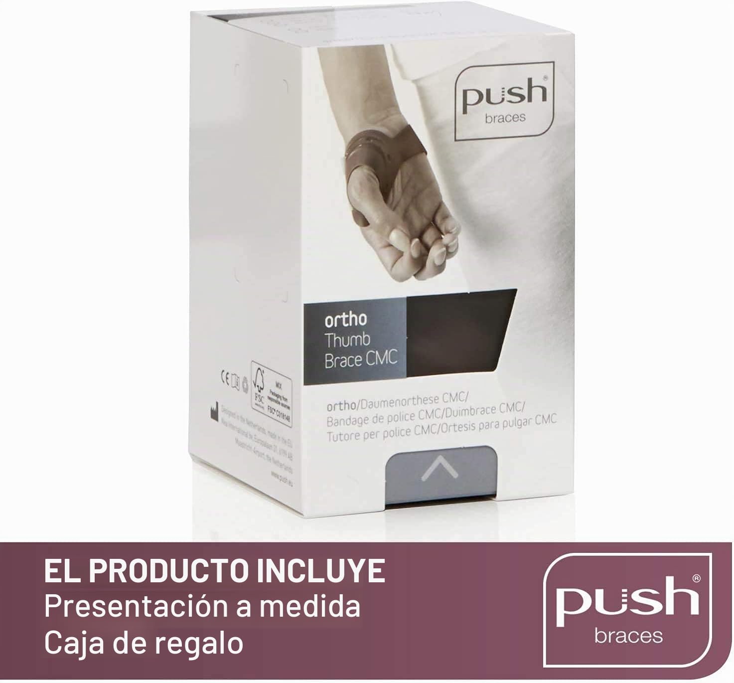 Soporte para pulgar. PUSH Ortho THUMB Brace CMC. Mano izquierda talla 0. (15 cm a 17,50 cm)