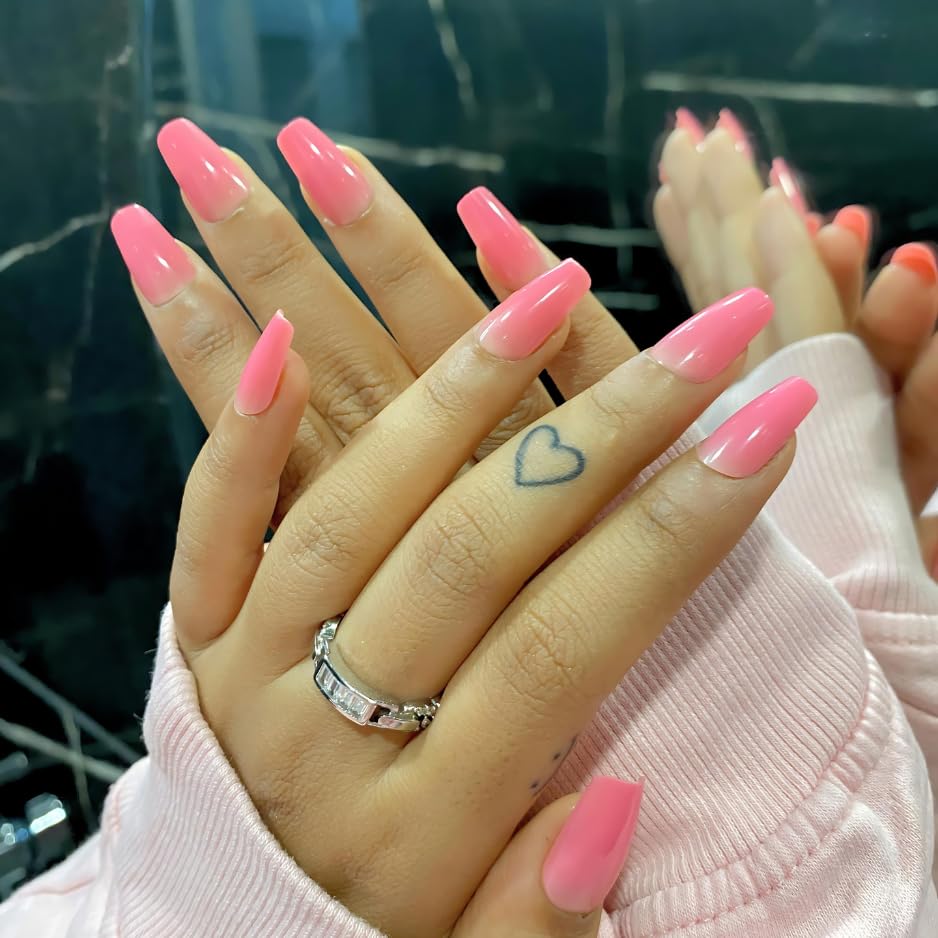Glossara Long Coffin Neon Pink Press-On Nails For Women And Girls | 24 Reusable False Nail Extensions With 24 Gel Glue Tabs | Stick-On Manicure Kit For Parties, Weddings And Gifting-image-31