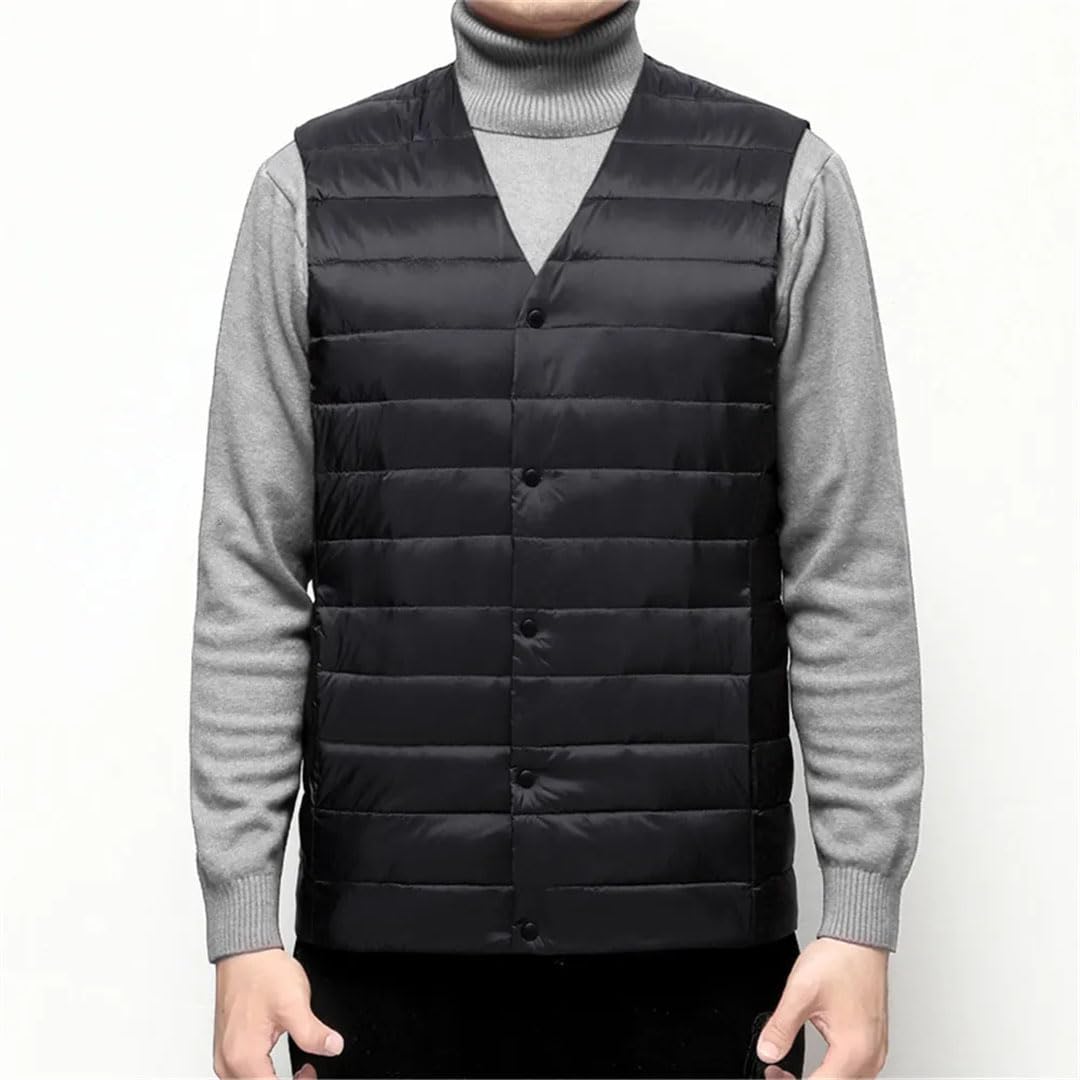 Chaleco De Plumón De Pato Blanco Para Hombre, Chaqueta Sin Mangas, Chaleco Con Cuello En V, Chaleco Informal De Invierno