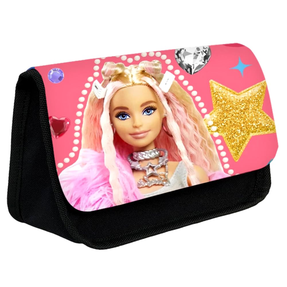 IOSCDH Bar-bie Estuche Escolar, Estuche Escolar Compartimentos Niña de Bar-bie, Multifuncional Bolsa de Lápiz, Organizador de Papelería para niña, Bolsa de Cosméticos, Estuche Escolar