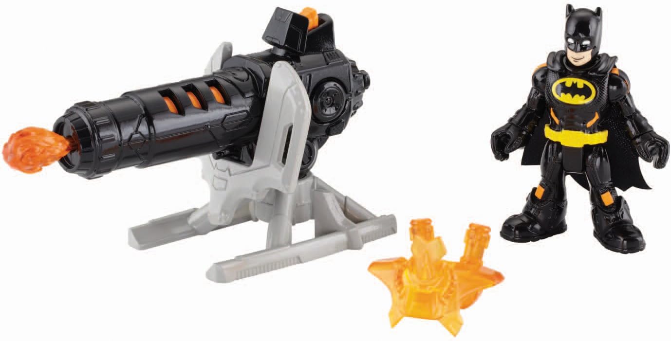 Fisher-Price DC Comics Fire Blast Batman: Figurina Eroe Con Lanciatore E Proiettile Di Fuoco. Giocattolo Per Bambini