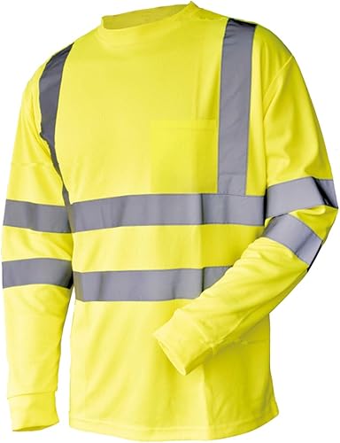 L&M Hi Vis Camiseta ANSI Clase 3 Reflectante Seguridad Naranja Lima Manga Larga Alta Visibilidad