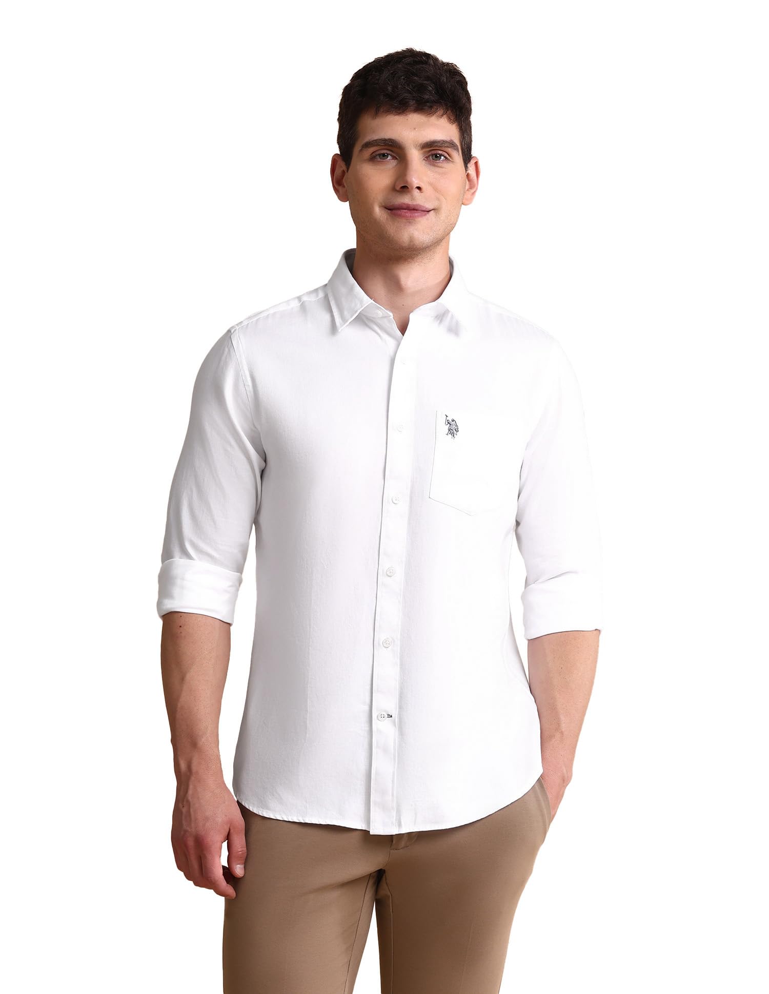 u.s. polo assn. Solid Tailored Fit Cotton Shirts for Men - Full Sleeve Mens Casual Shirts-picture-39