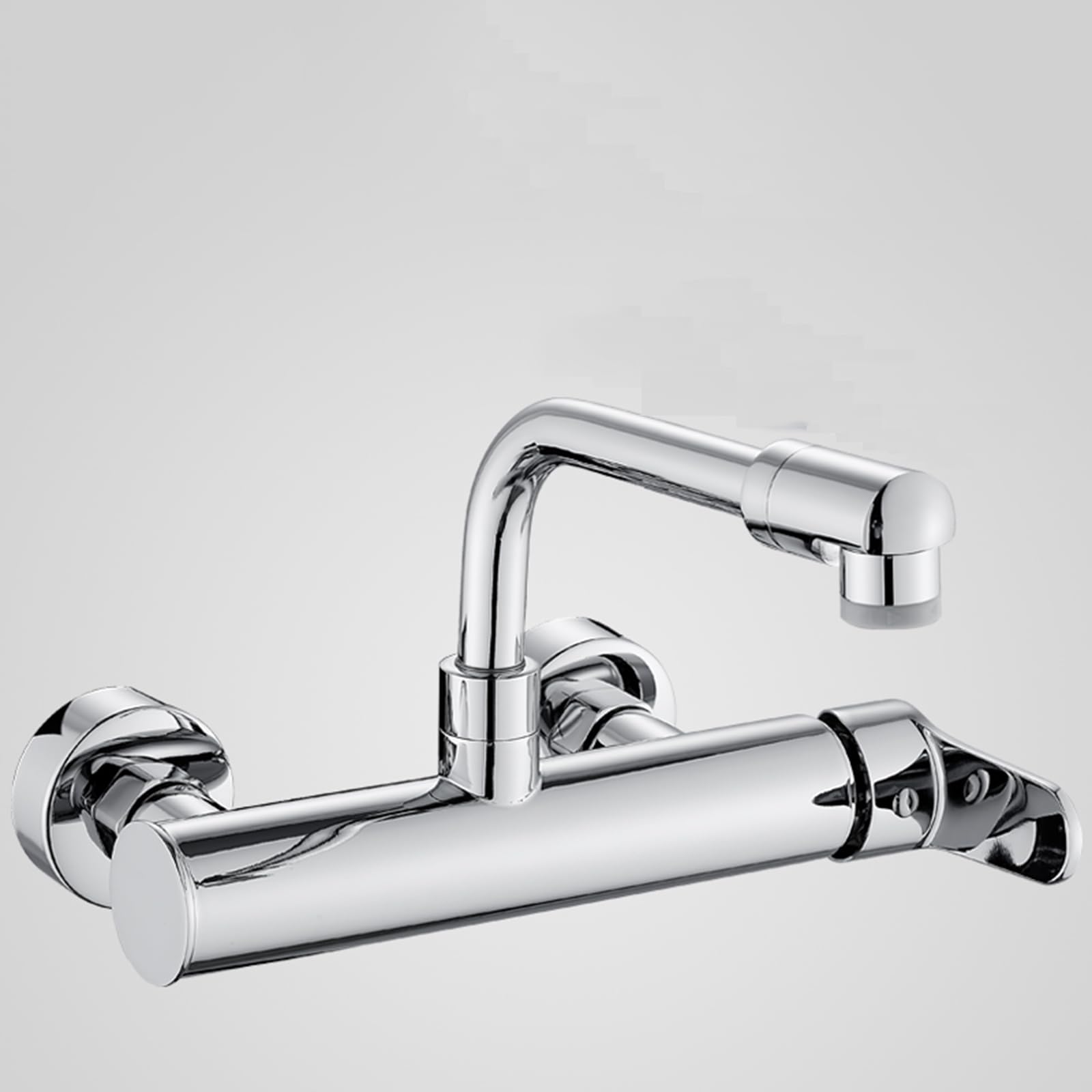 Robinet de cuisine mural pour évier profond, bec orientable eau chaude et froide