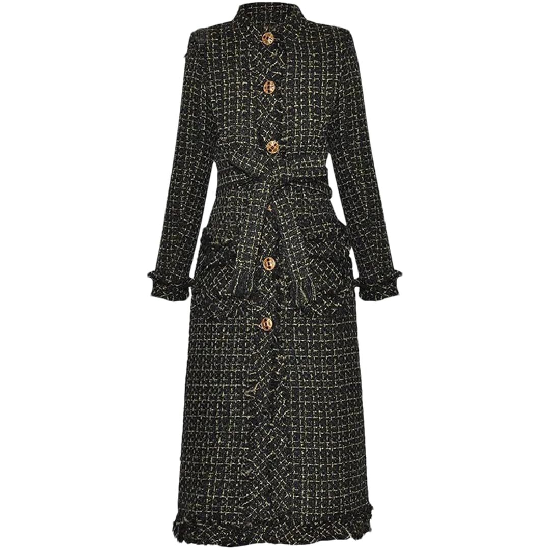 Women Long Style Trench Coat Stand Collar Single-Breasted Outwear Lace-Up Office Work Overcoat