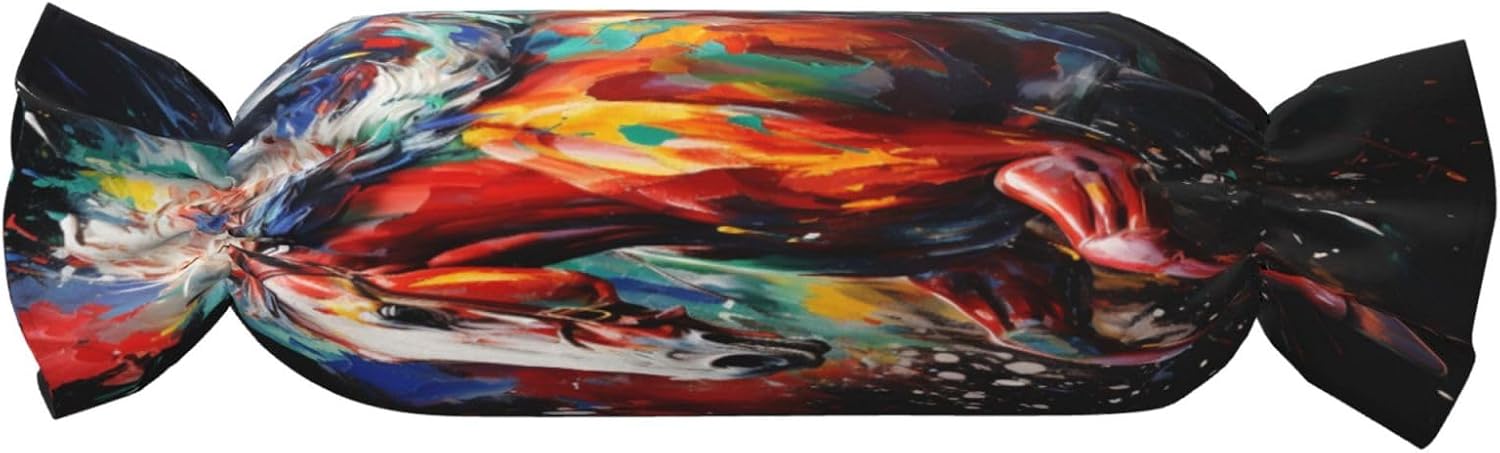 Running Colorful Wild Horses Cylindrical Pillow-Premium Bed Pillows, Side Sleeper Neck Support, Decorative Candy Design, Soft and Durable