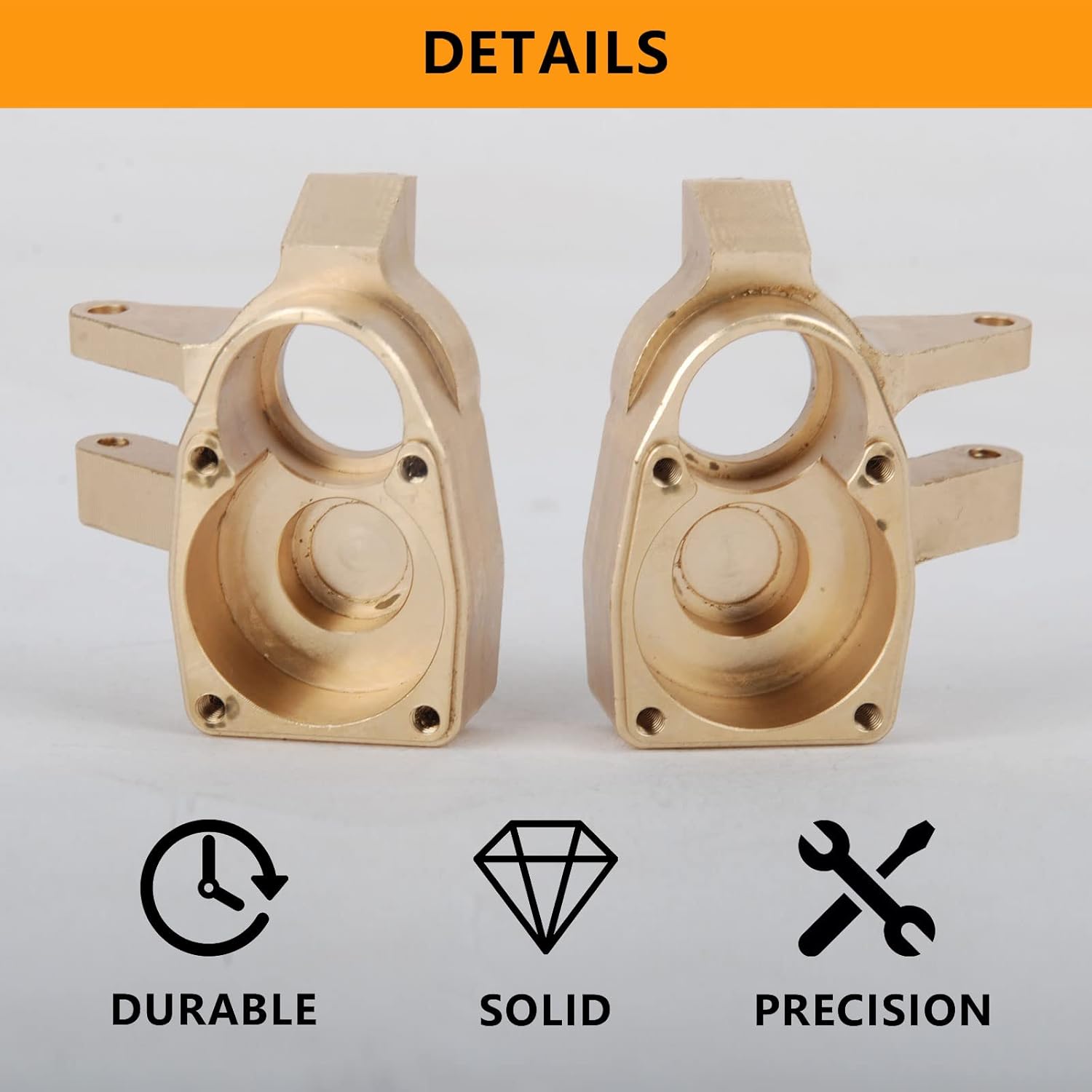 kingsea Brass Inner Outer Portal Drive Housing Steering Knuckle Compatible with Axial SCX10III AXI03007 Capra Unlimited Trail Buggy UTB 1/10 RC Crawler Brass Weights Upgrade Parts(4pcs/kit,200g)