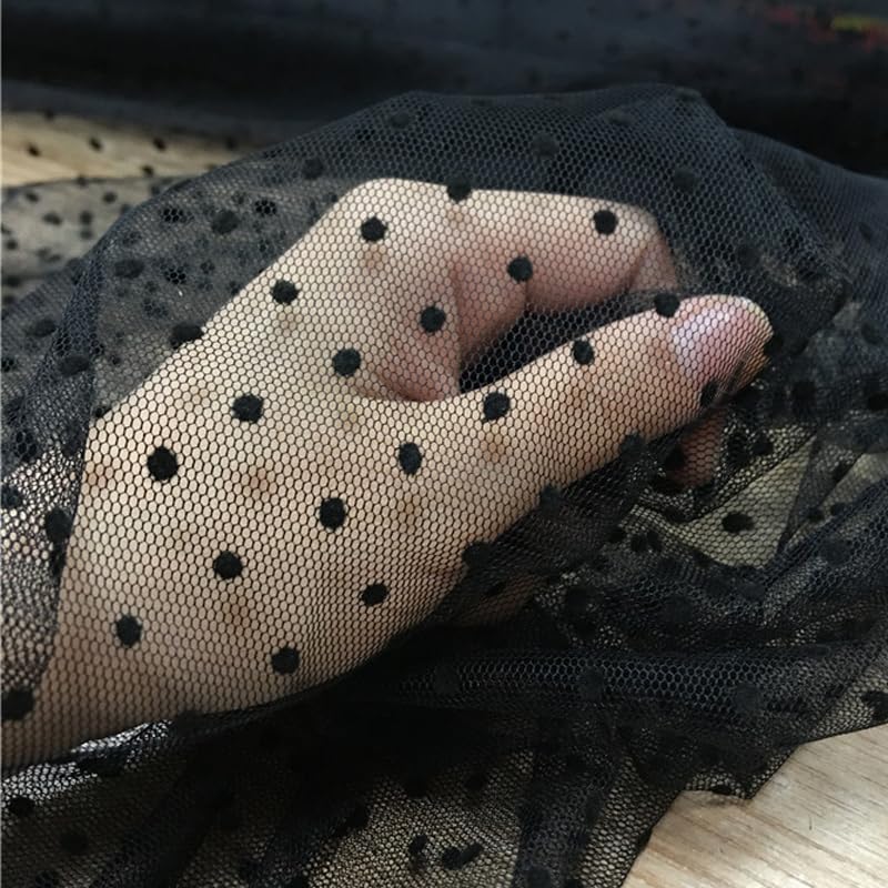 2/5/10 Yards-150 cm Breite Schwarz Weiß Flocked Dot Mesh Tüll Stoff Brautkleid Hochzeit Dekoration Mädchen Netz Rock Stoff