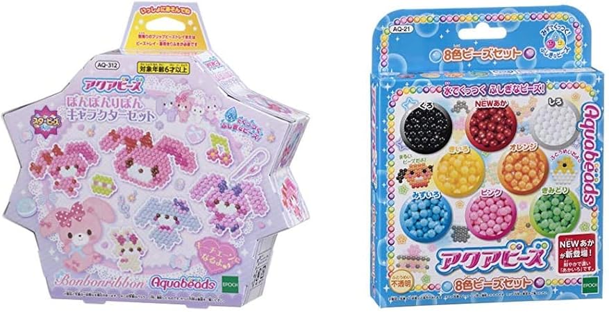 Amazon アクアビーズ ぼんぼんりぼん キャラクターセット アクアビーズ 8色ビーズセット セット買い おもちゃ おもちゃ