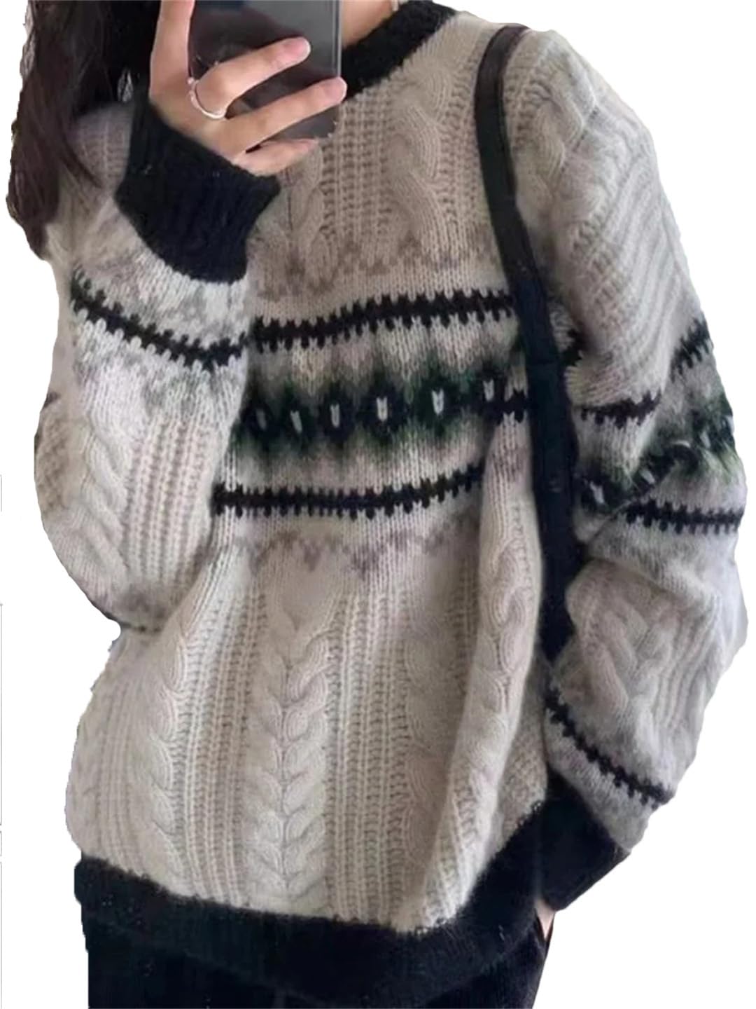 Jesienno-zimowy sweter vintage damskie topy z długim rękawem do swetrów z dzianiny