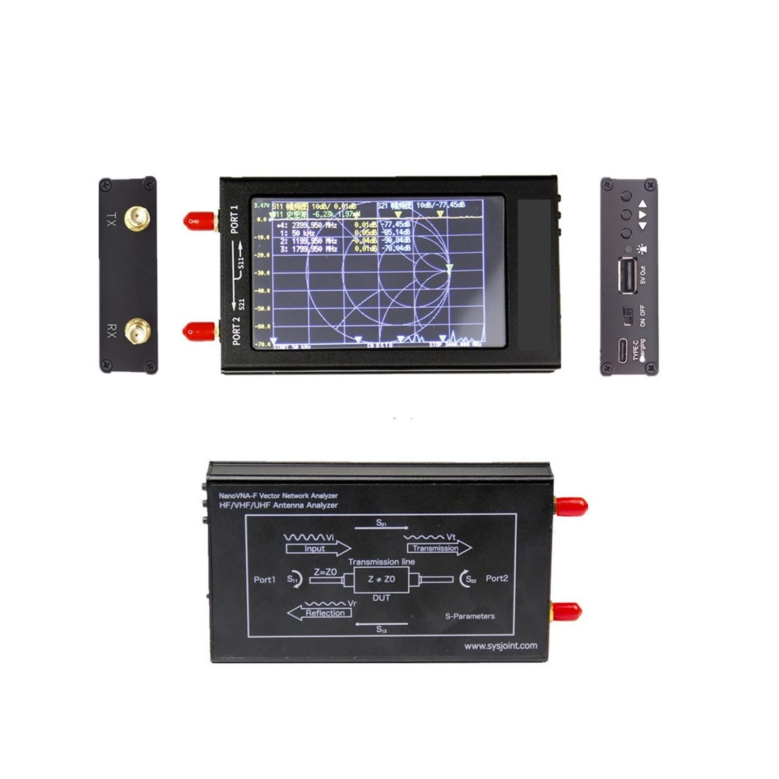 Analizador de Espectro, Analizador de red vectorial 3G S-A-A-2 VNA V2 Vector Network Analyzer digital VNA Ensayador Mf hf VHF UHF USB Analizador de antena lógica onda estacionaria