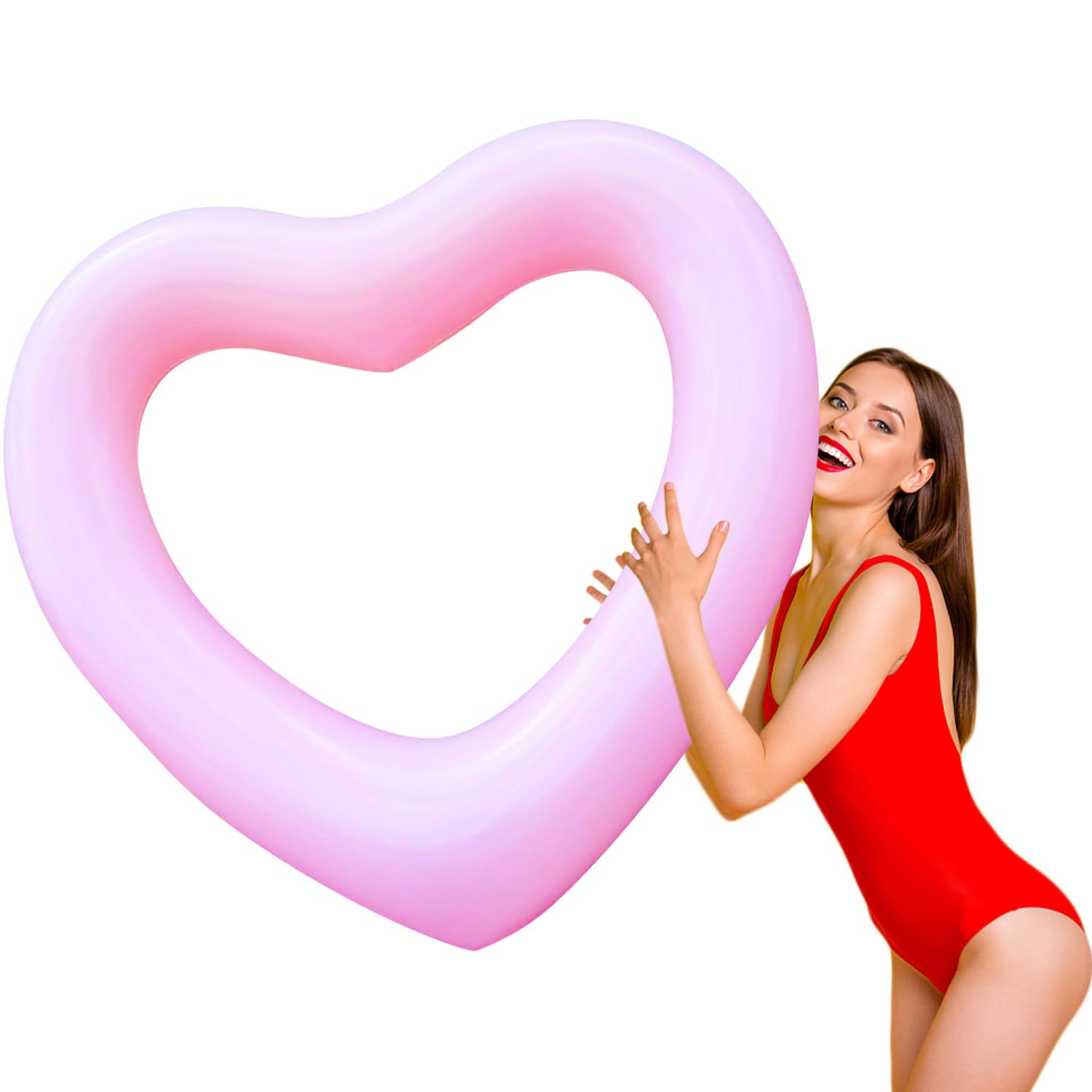 Adult heart pool float, inflatable heart,Heart Shaped Swimming Pool Float Loungers Tube, Water Fun Beach Party Toys for adults,Pink 120cm.